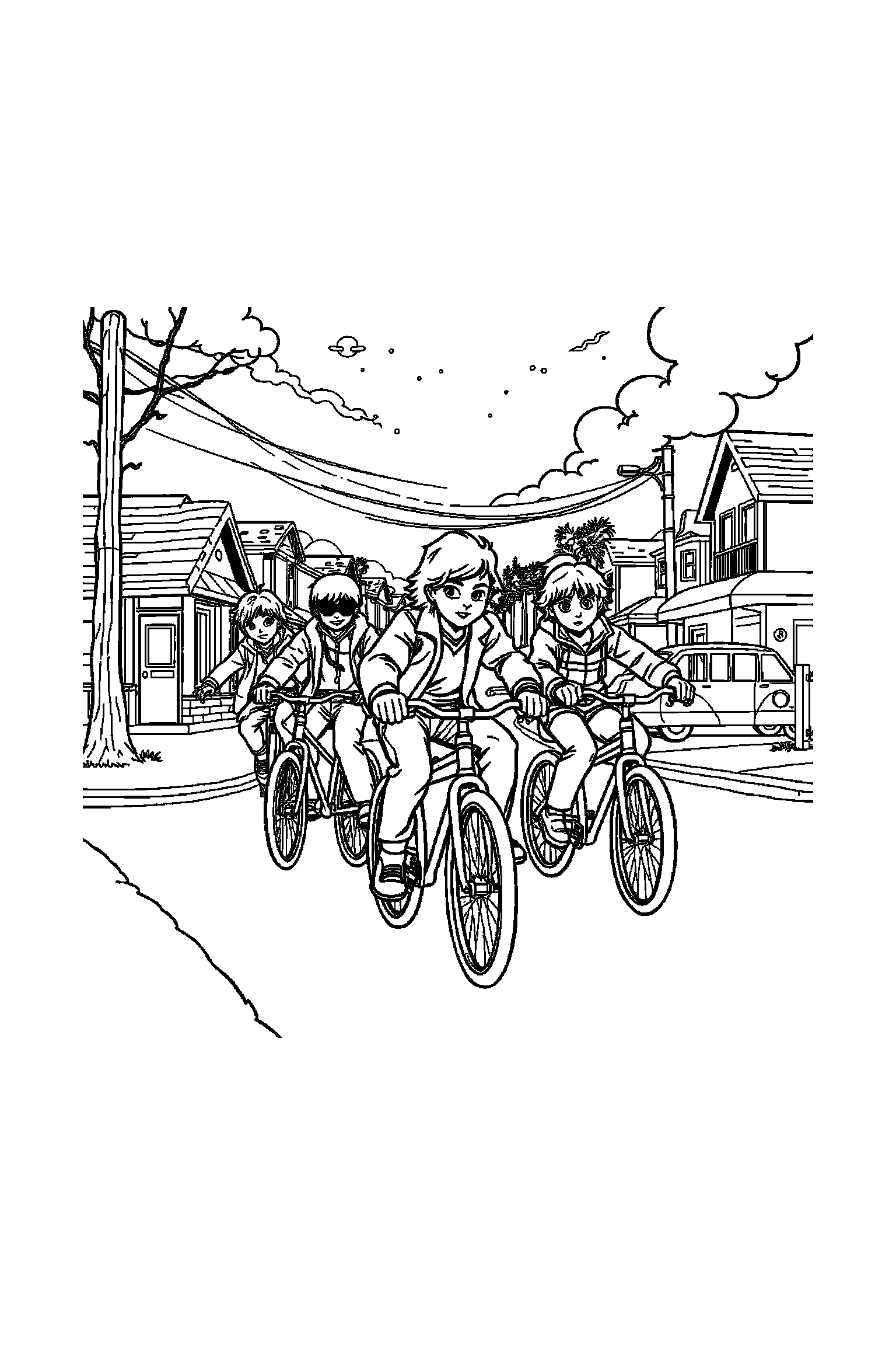 Coloriage Stranger Things gratuit à imprimer - Eleven assis qui sourit de tout son cœur Coloriage Stranger Things gratuit à imprimer : Eleven assis qui sourit de tout son cœur