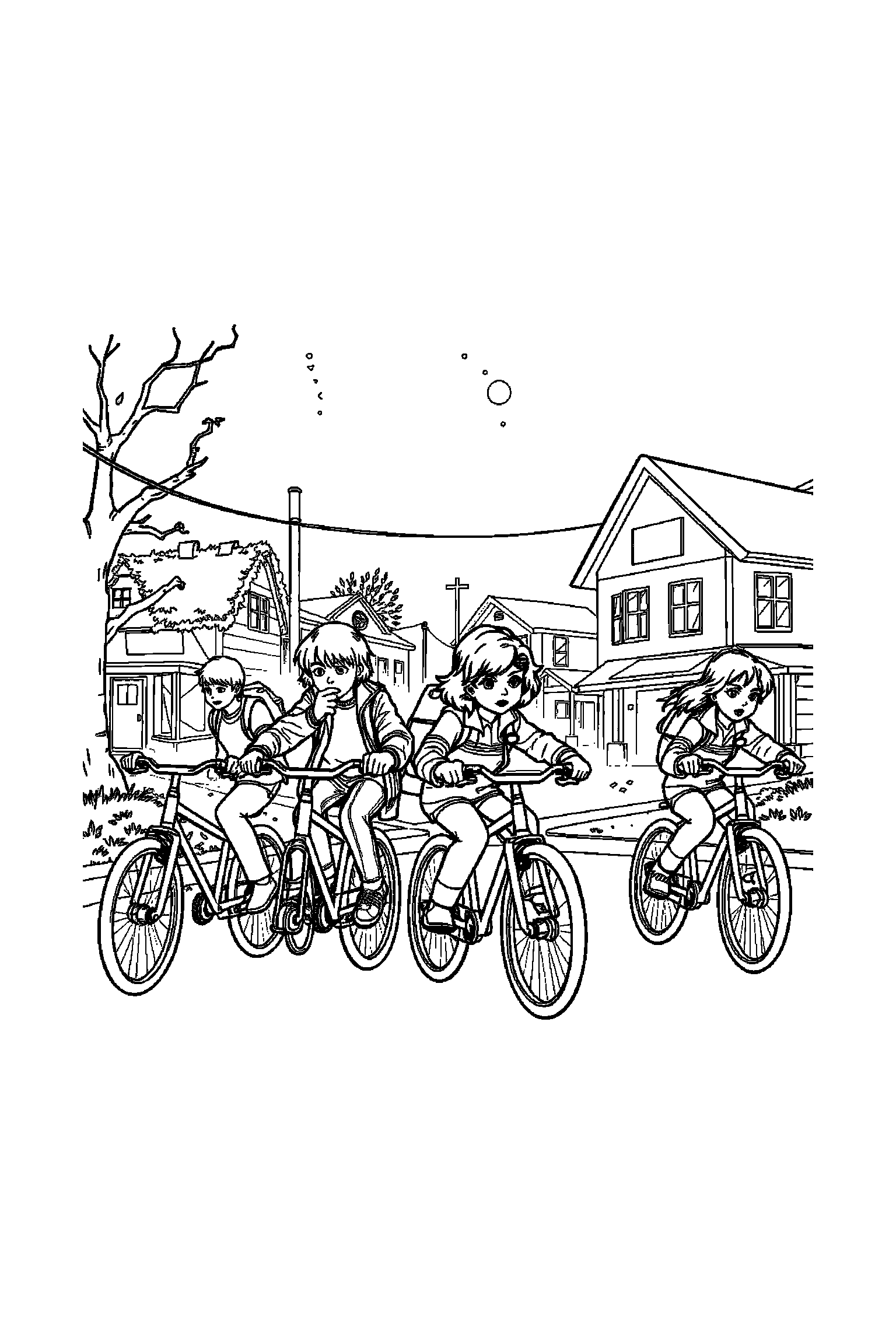 Coloriage Stranger Things gratuit à imprimer - Dustin avec guirlandes autour de lui Coloriage Stranger Things gratuit à imprimer : Dustin avec guirlandes autour de lui