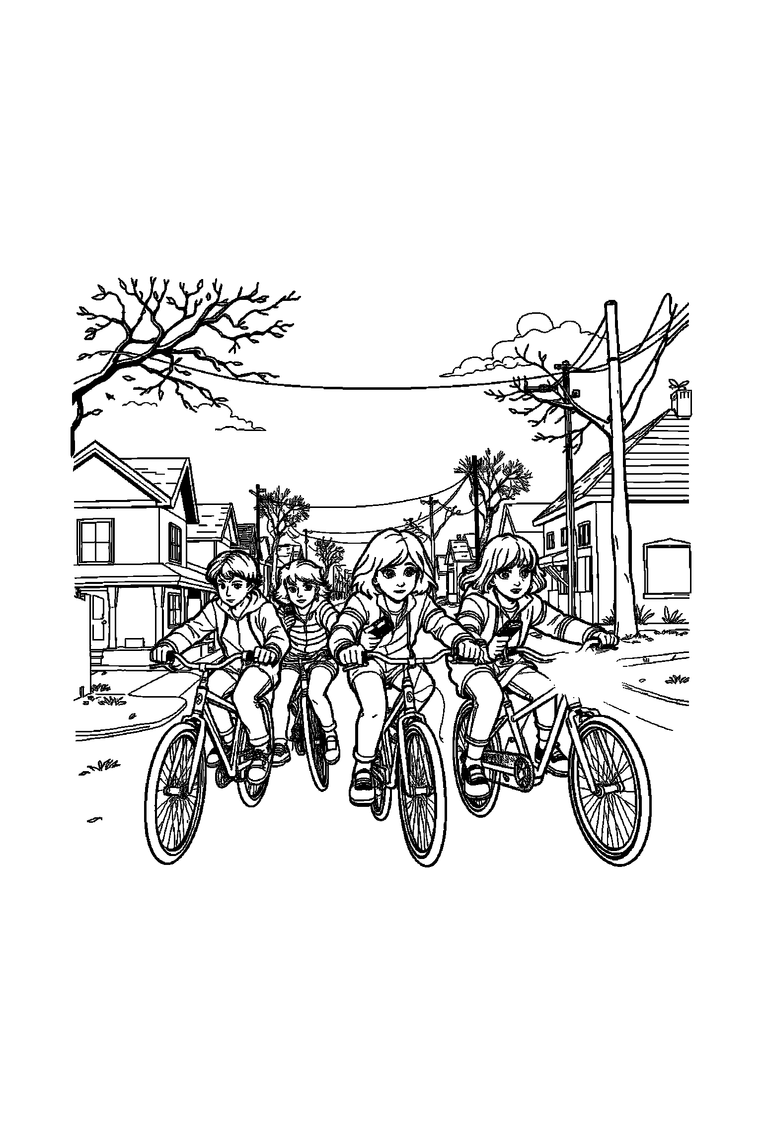 Coloriage Stranger Things gratuit à imprimer - Max qui regarde une étoile Coloriage Stranger Things gratuit à imprimer : Max qui regarde une étoile