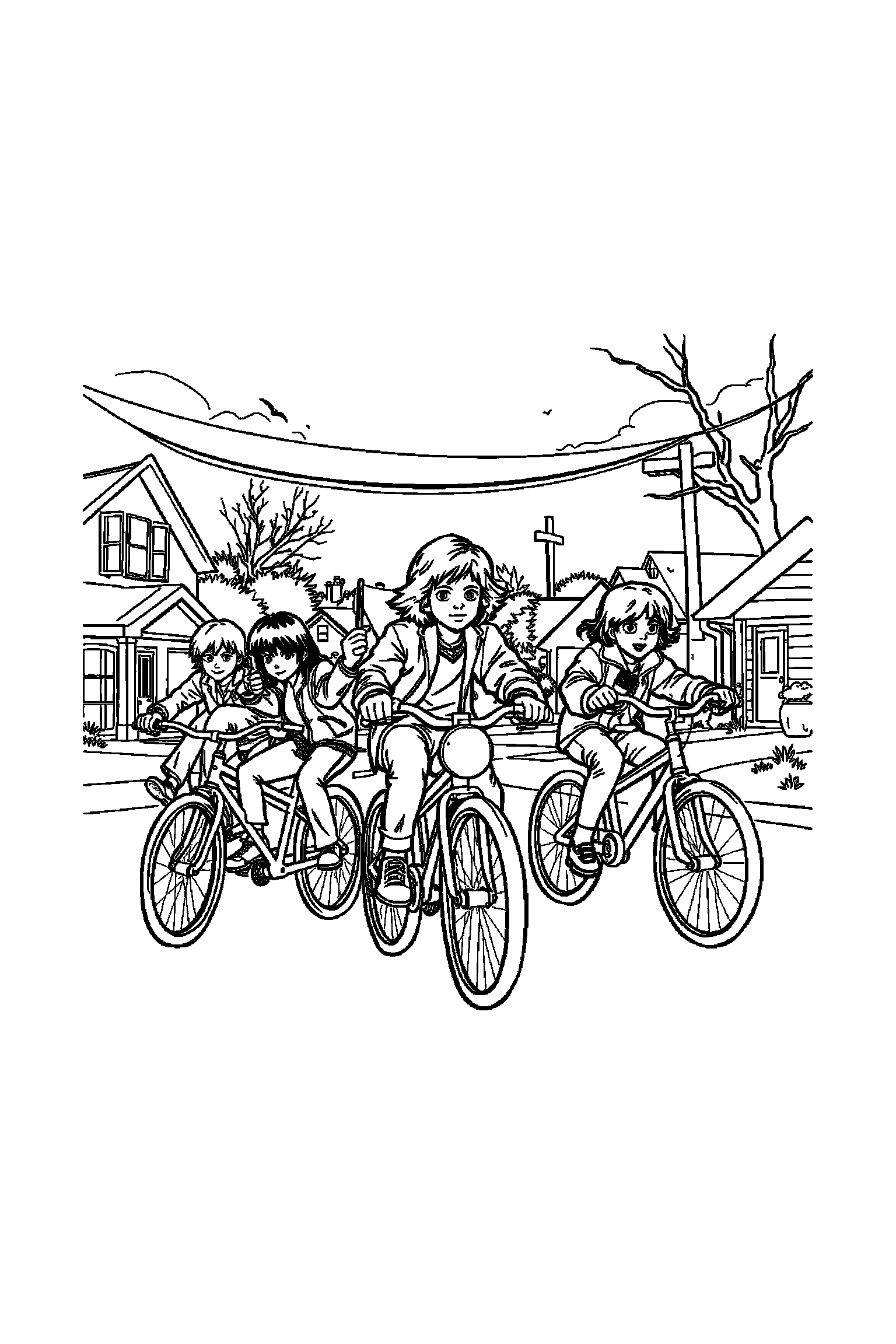 Coloriage Stranger Things gratuit à imprimer - Lucas debout avec une posture simple et lisible Coloriage Stranger Things gratuit à imprimer : Lucas debout avec une posture simple et lisible