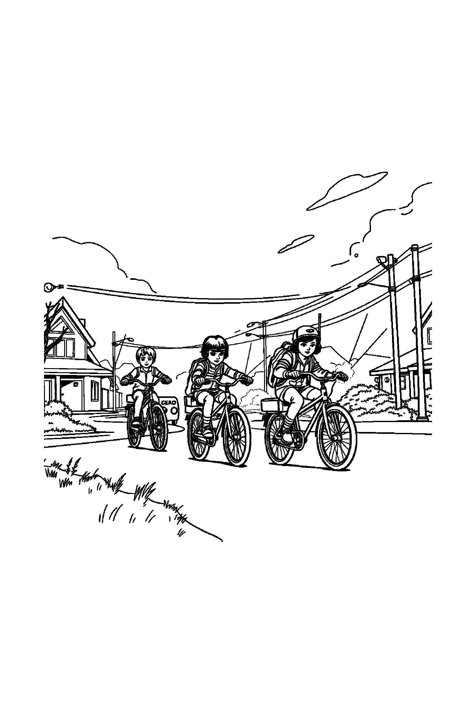 Coloriage Stranger Things gratuit à imprimer - Max souriant devant un grand motif guirlandes Coloriage Stranger Things gratuit à imprimer : Max souriant devant un grand motif guirlandes