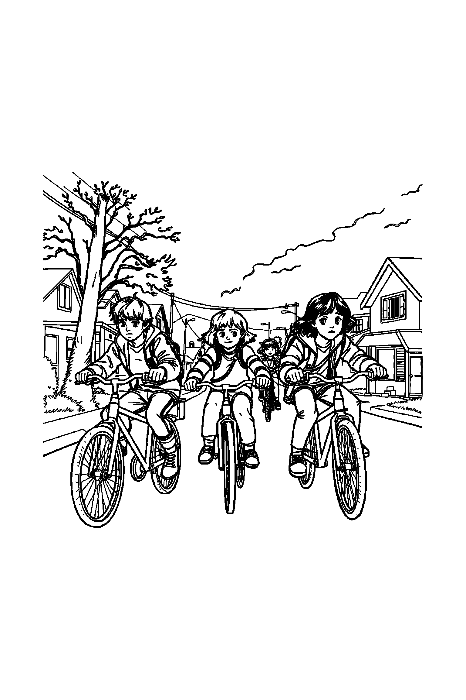 Coloriage Stranger Things gratuit à imprimer - Eleven avec deux mains visibles et simples Coloriage Stranger Things gratuit à imprimer : Eleven avec deux mains visibles et simples