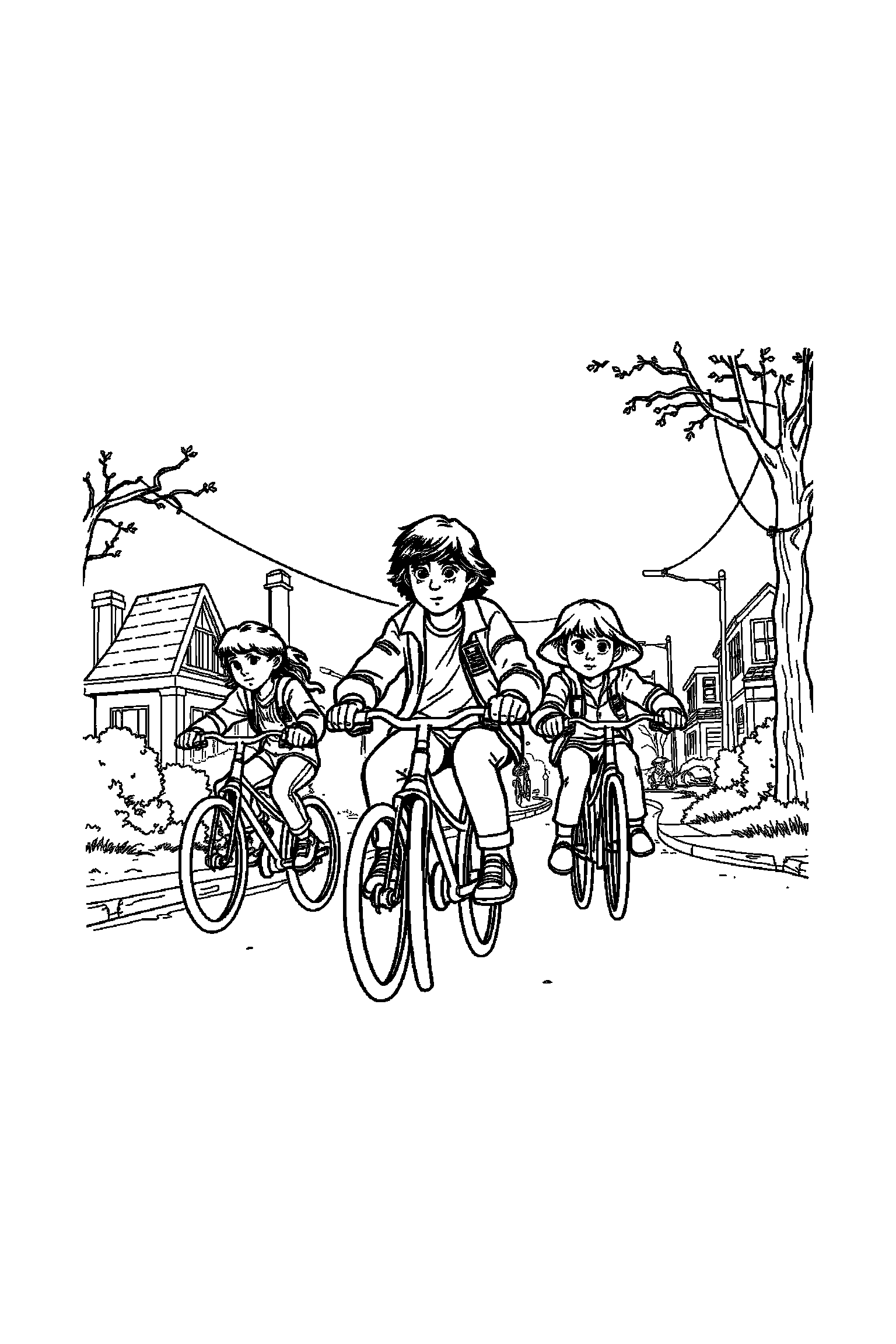 Coloriage Stranger Things gratuit à imprimer - Lucas tenant une lampe torche devant lui Coloriage Stranger Things gratuit à imprimer : Lucas tenant une lampe torche devant lui