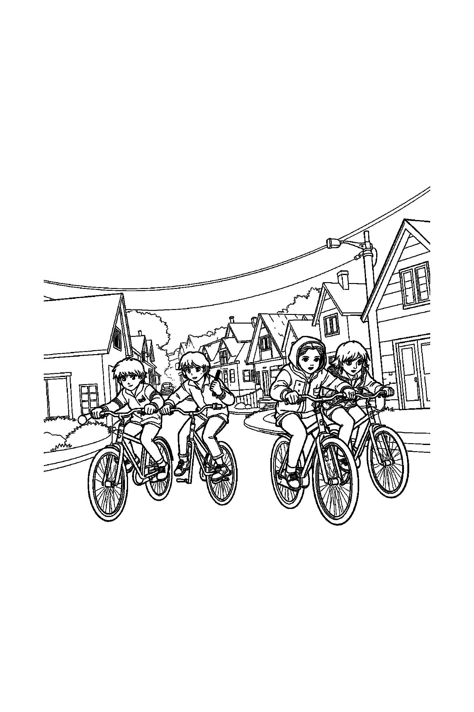 Coloriage Stranger Things gratuit à imprimer - Will entouré de grands contours arrondis Coloriage Stranger Things gratuit à imprimer : Will entouré de grands contours arrondis