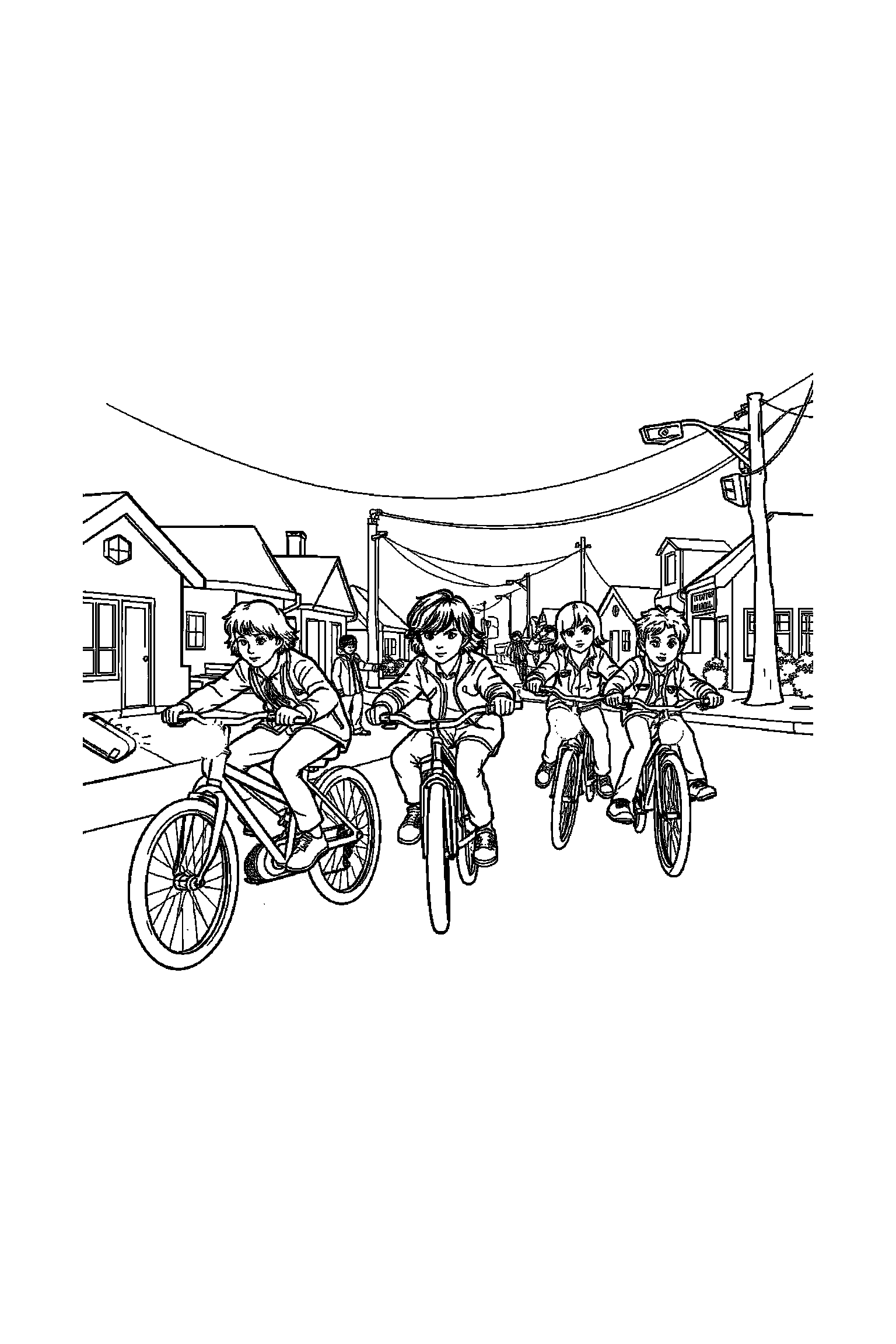 Coloriage Stranger Things gratuit à imprimer - Dustin avec une lampe torche et des motifs étoiles Coloriage Stranger Things gratuit à imprimer : Dustin avec une lampe torche et des motifs étoiles