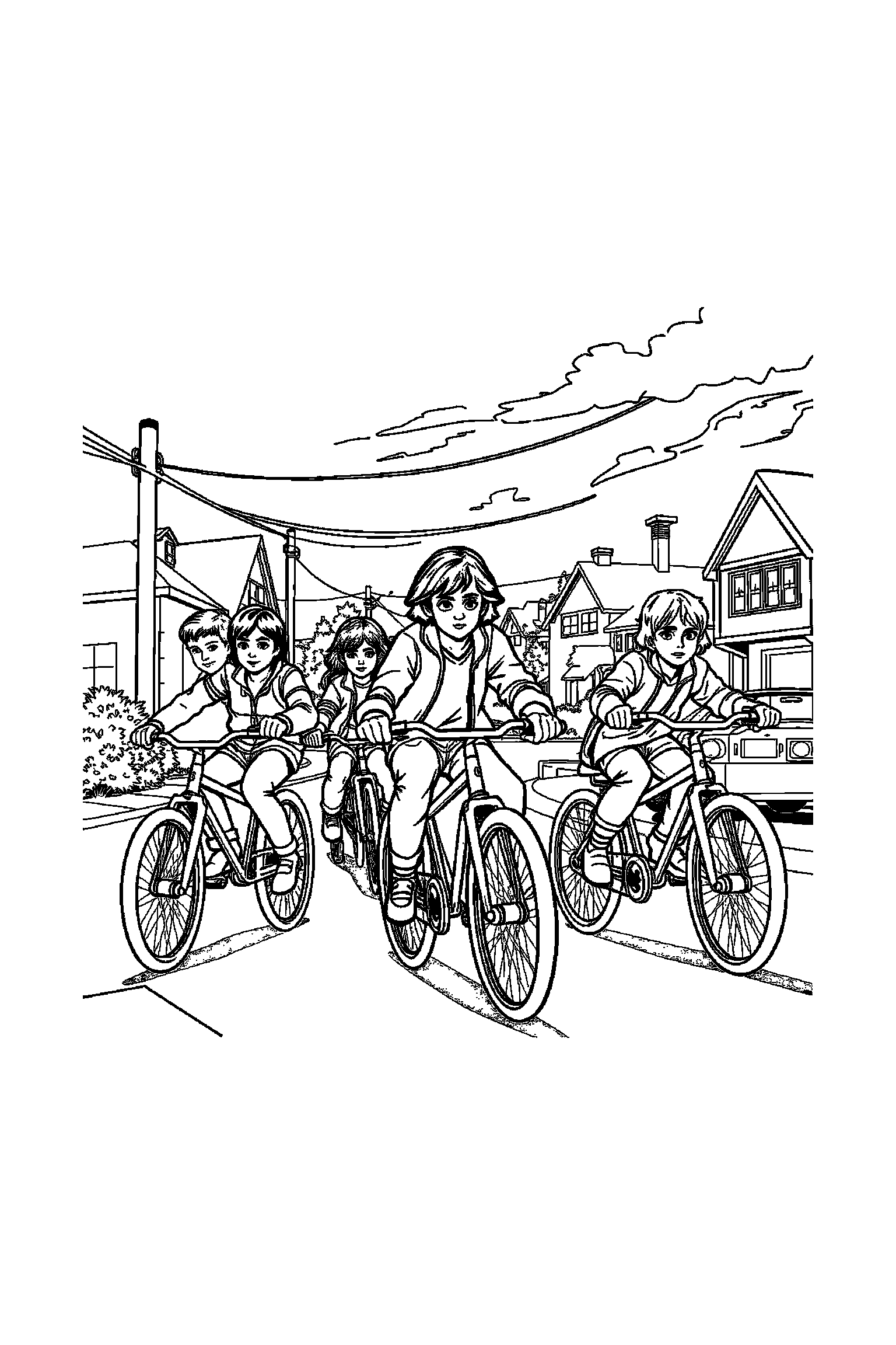 Coloriage Stranger Things gratuit à imprimer - Max devant un fond décoré avec éclairs Coloriage Stranger Things gratuit à imprimer : Max devant un fond décoré avec éclairs
