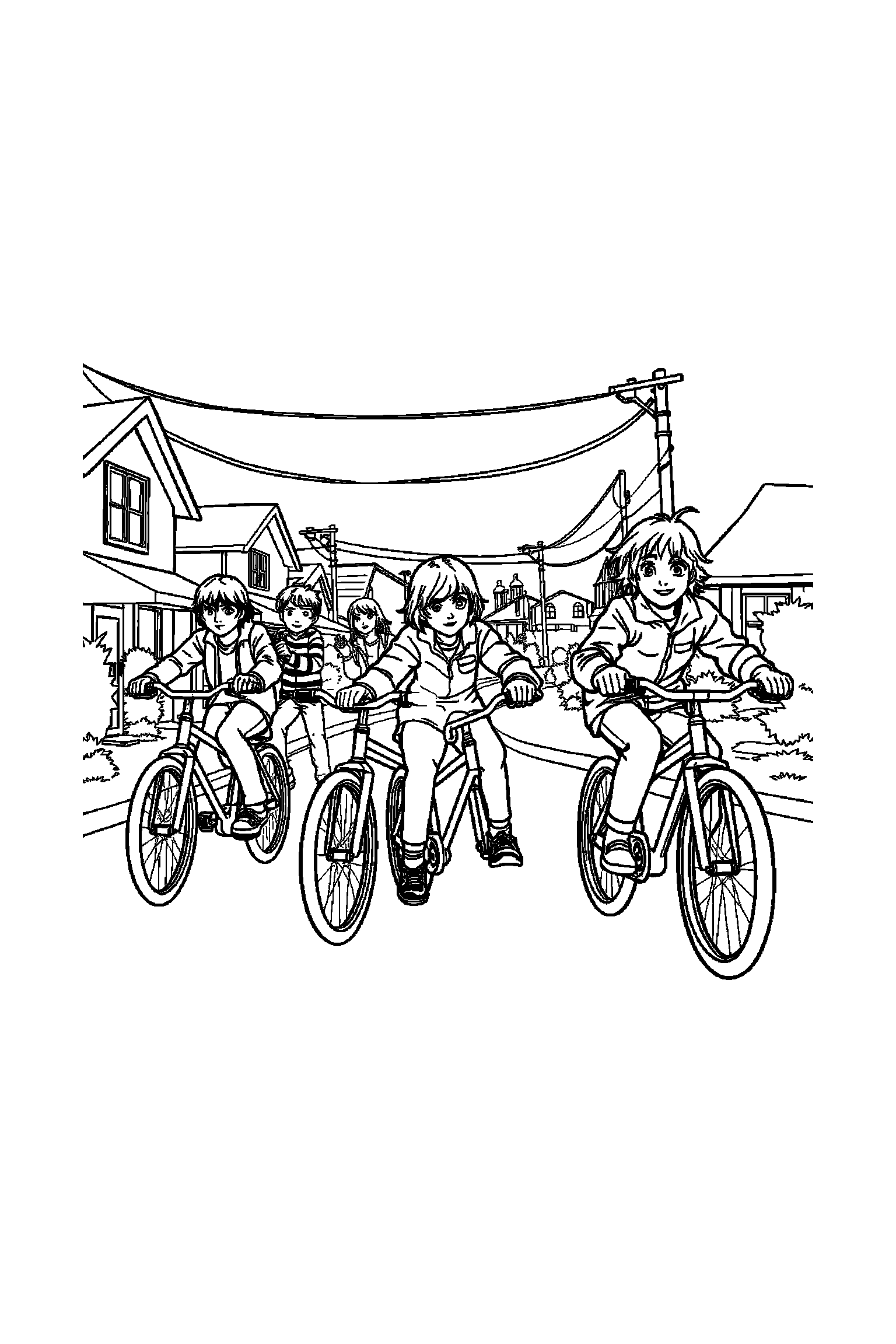 Coloriage Stranger Things gratuit à imprimer - Mike avec un autre personnage de son univers Coloriage Stranger Things gratuit à imprimer : Mike avec un autre personnage de son univers