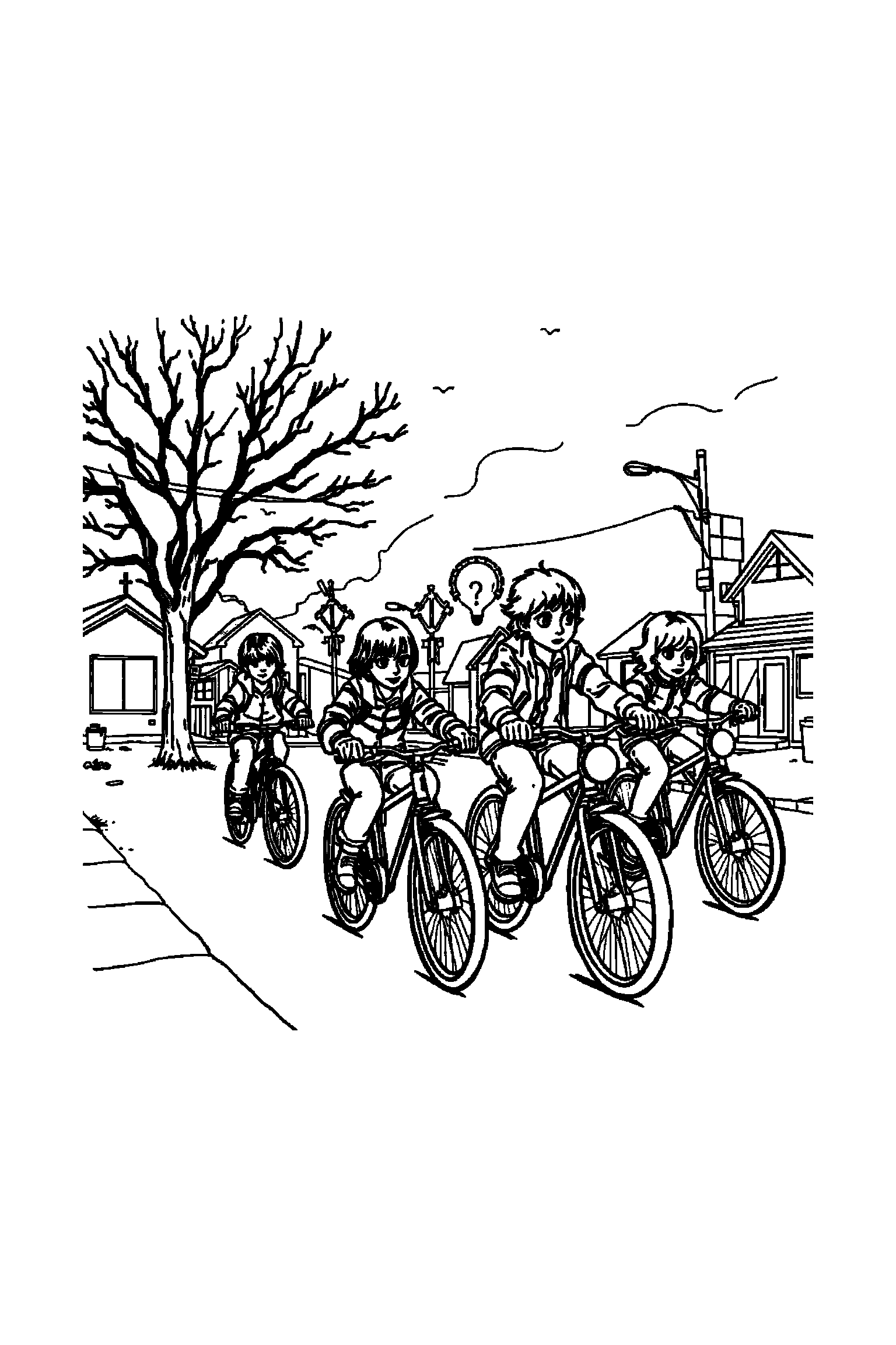 Coloriage Stranger Things gratuit à imprimer - Lucas dans une scène joyeuse Coloriage Stranger Things gratuit à imprimer : Lucas dans une scène joyeuse