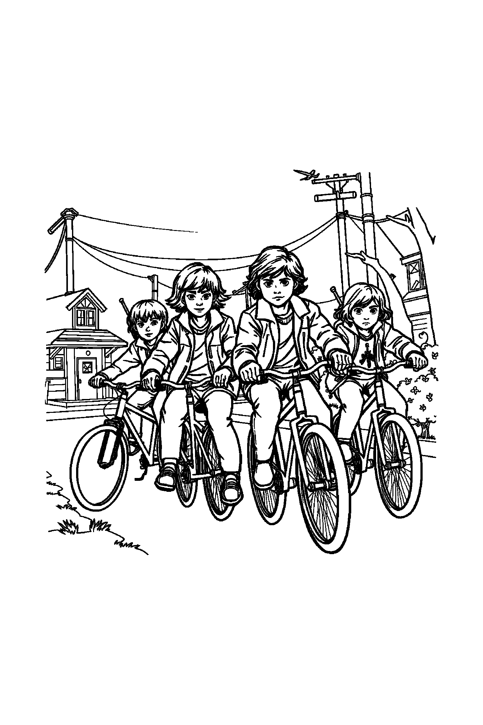 Coloriage Stranger Things gratuit à imprimer - Will au milieu de grands éléments faciles Coloriage Stranger Things gratuit à imprimer : Will au milieu de grands éléments faciles