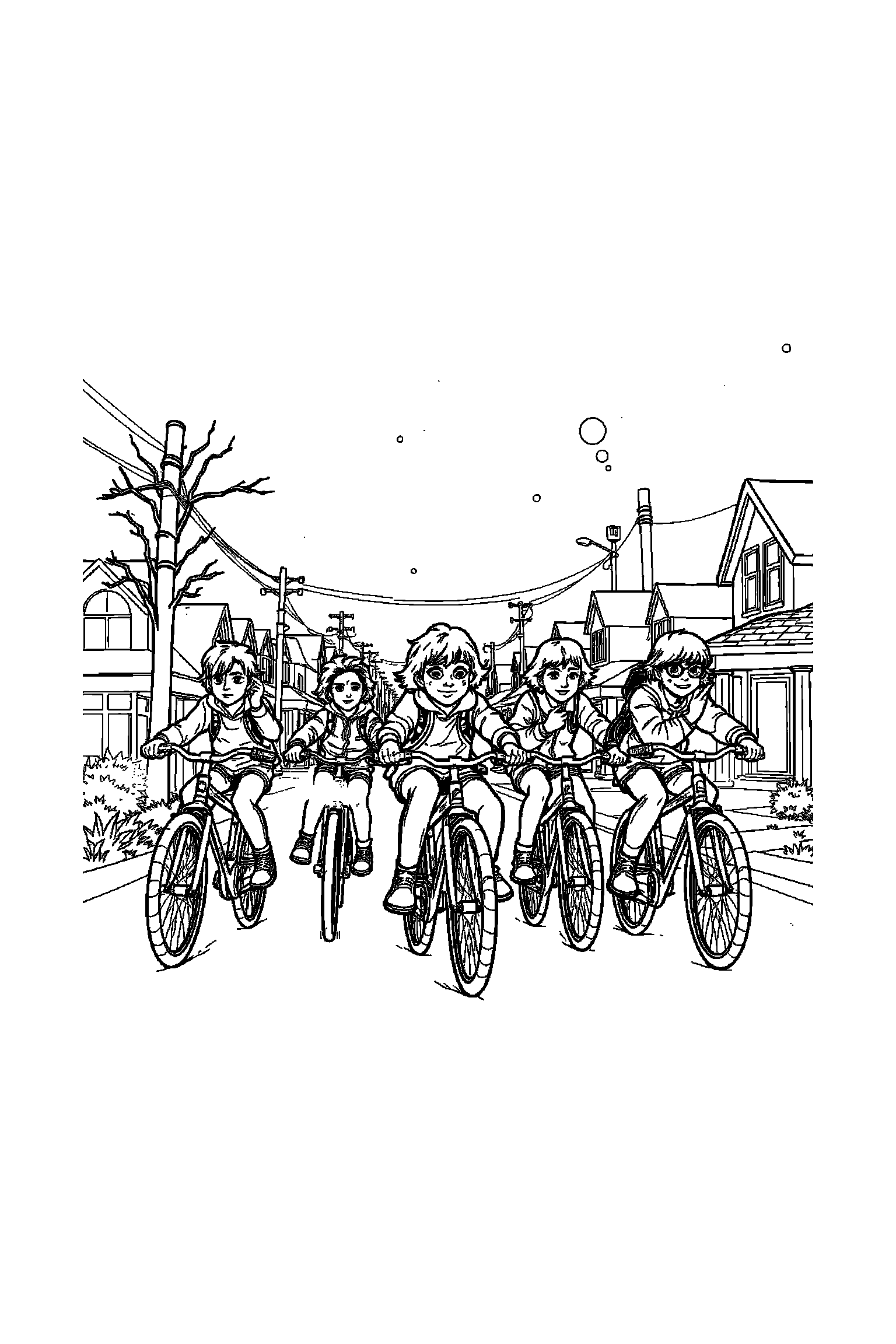 Coloriage Stranger Things gratuit à imprimer - Dustin dans un cadre décoratif léger Coloriage Stranger Things gratuit à imprimer : Dustin dans un cadre décoratif léger