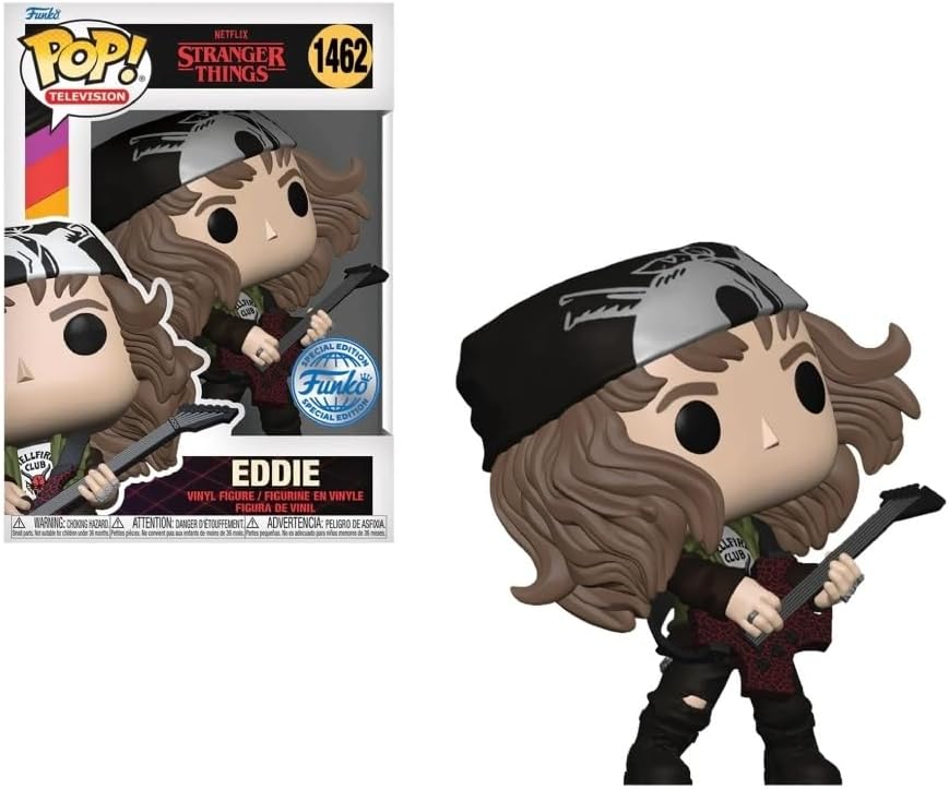 Figurine Pop Stranger Things Hunter Eddie à la guitare, métallique