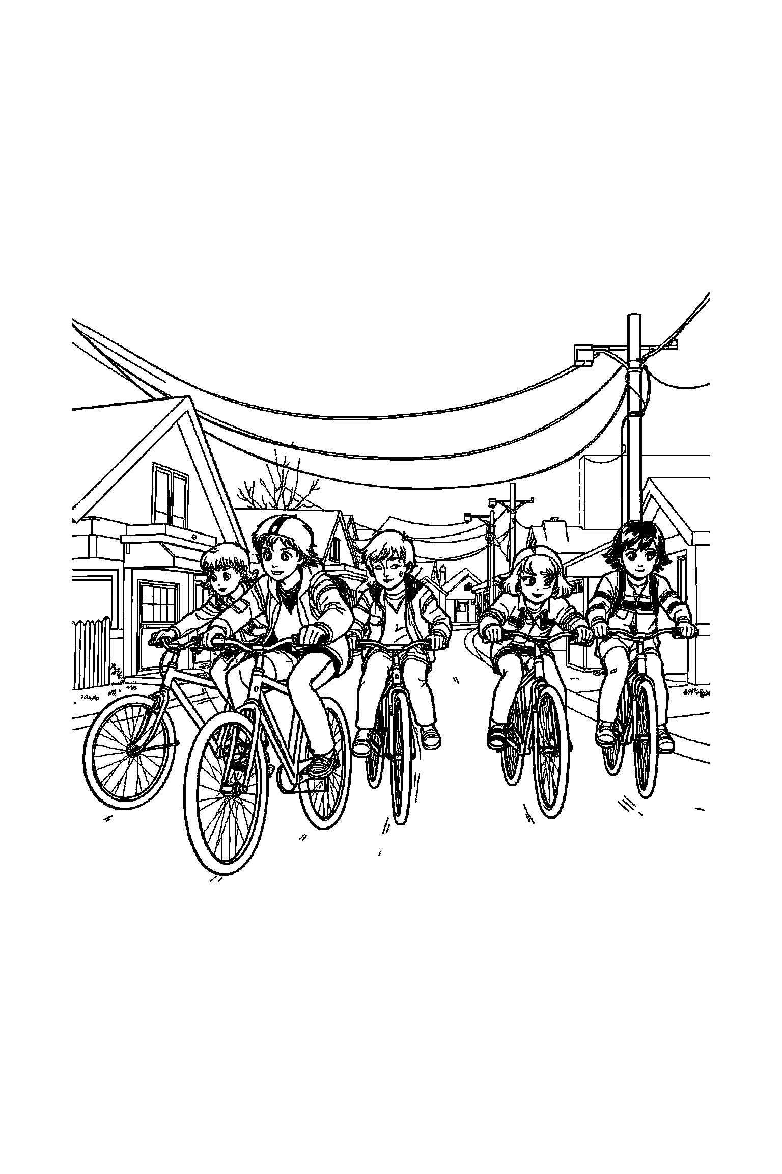 Coloriage Stranger Things gratuit à imprimer - Will entouré de formes rétro et petits détails Coloriage Stranger Things gratuit à imprimer : Will entouré de formes rétro et petits détails