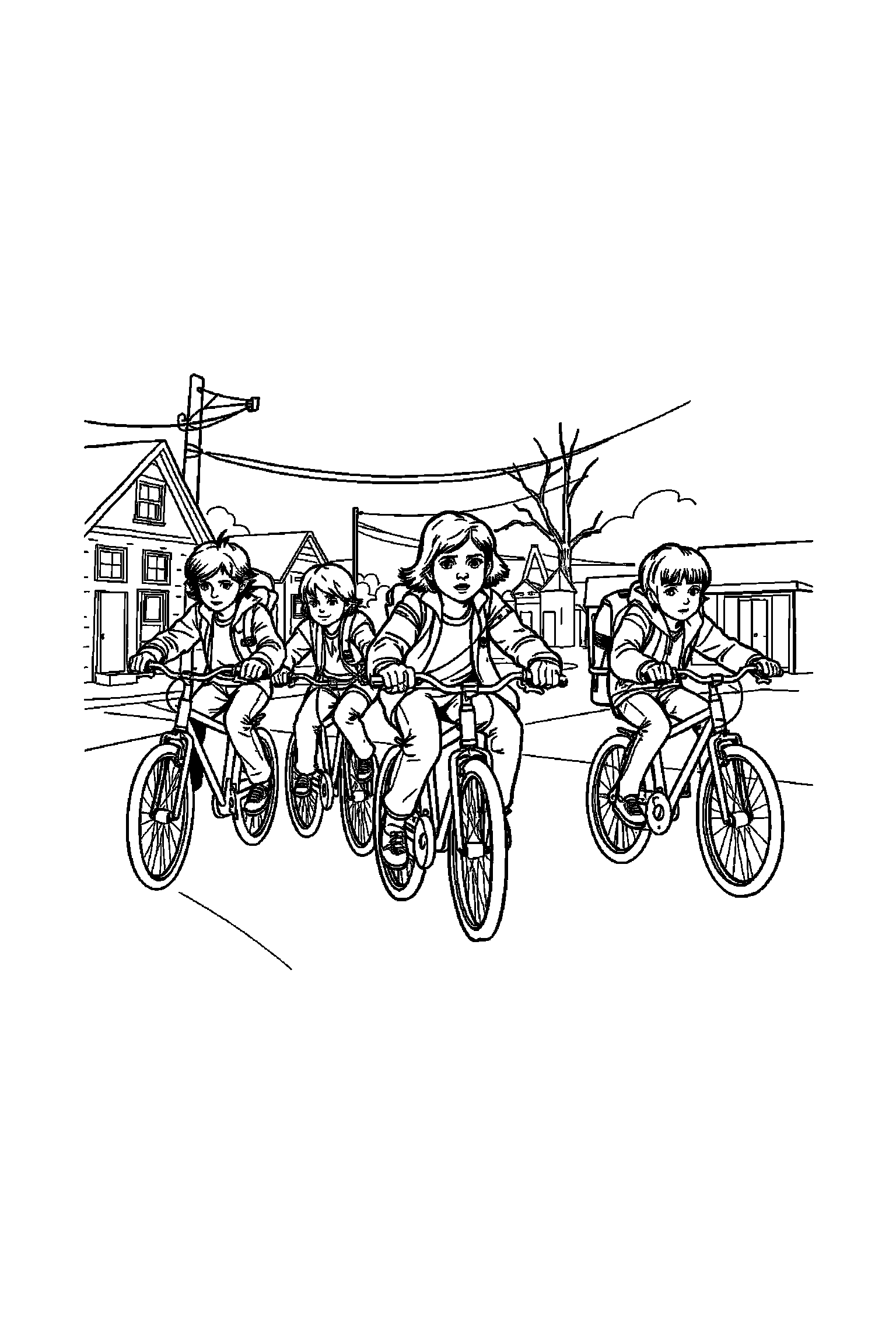Coloriage Stranger Things gratuit à imprimer - Dustin au centre avec scène détaillée de une salle d'arcade Coloriage Stranger Things gratuit à imprimer : Dustin au centre avec scène détaillée de une salle d'arcade