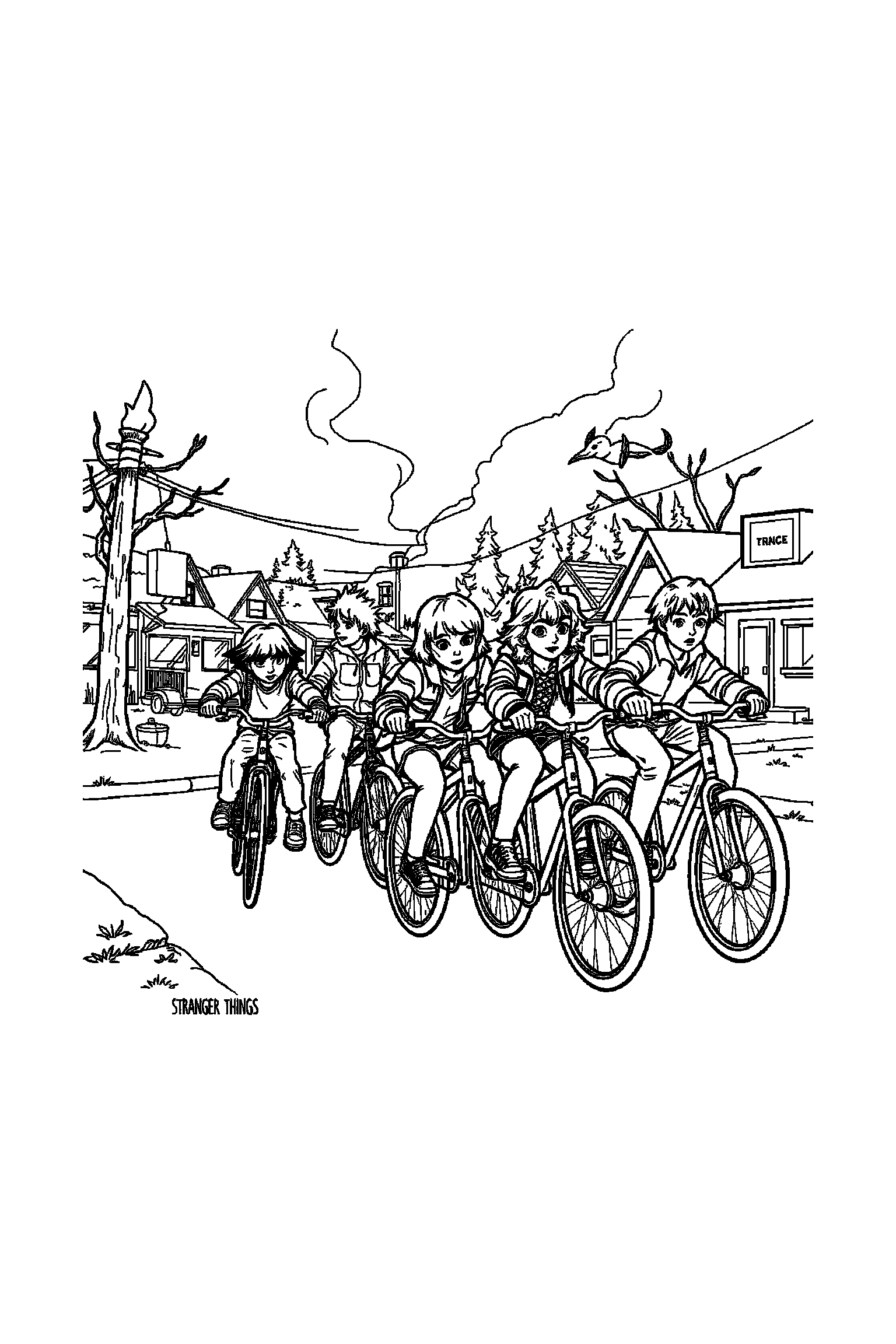 Coloriage Stranger Things gratuit à imprimer - motif difficile de guirlandes autour de Mike Coloriage Stranger Things gratuit à imprimer : motif difficile de guirlandes autour de Mike