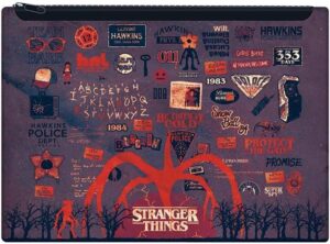 Trousse à crayons Stranger Things design à l'envers, format 18 cm x 25 cm