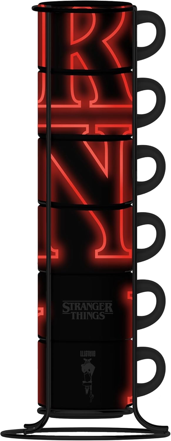 6 tasses empilables Bialetti Stranger Things 80 ml, effet fluorescent – Image 2