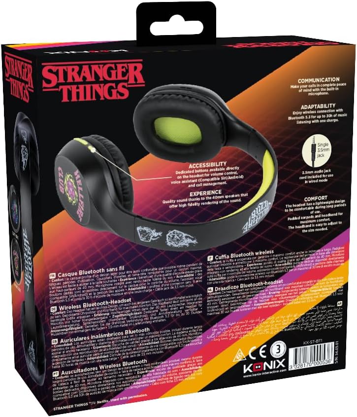 Casque audio Bluetooth 5.3 Stranger Things Konix avec micro et câble jack 3,5 mm – Image 6