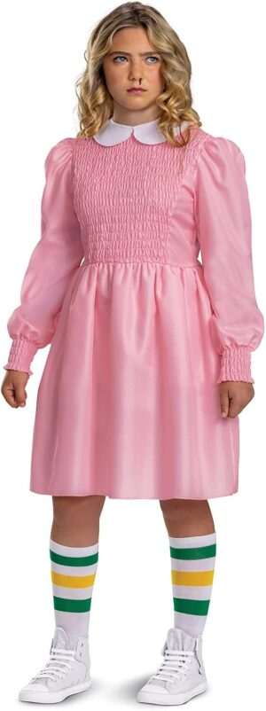 Costume enfant Eleven Stranger Things avec robe rose 10-12 ans