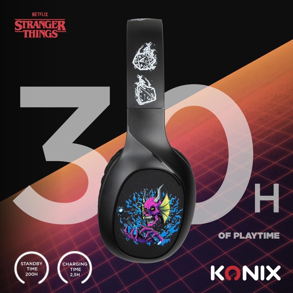 Casque audio Bluetooth 5.3 Stranger Things Konix avec micro et câble jack 3,5 mm – Image 4