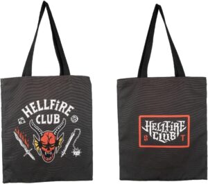 Sac tote bag Stranger Things Hellfire Club noir, 38 x 42 cm, 100% polyester