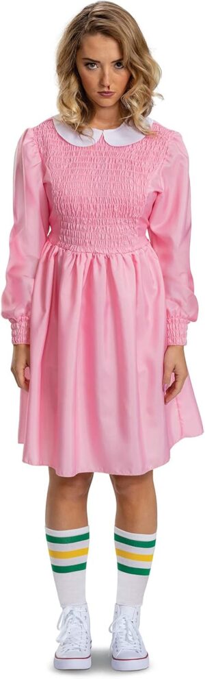 Costume adulte Eleven Stranger Things avec robe et chaussettes, taille L (12-14)