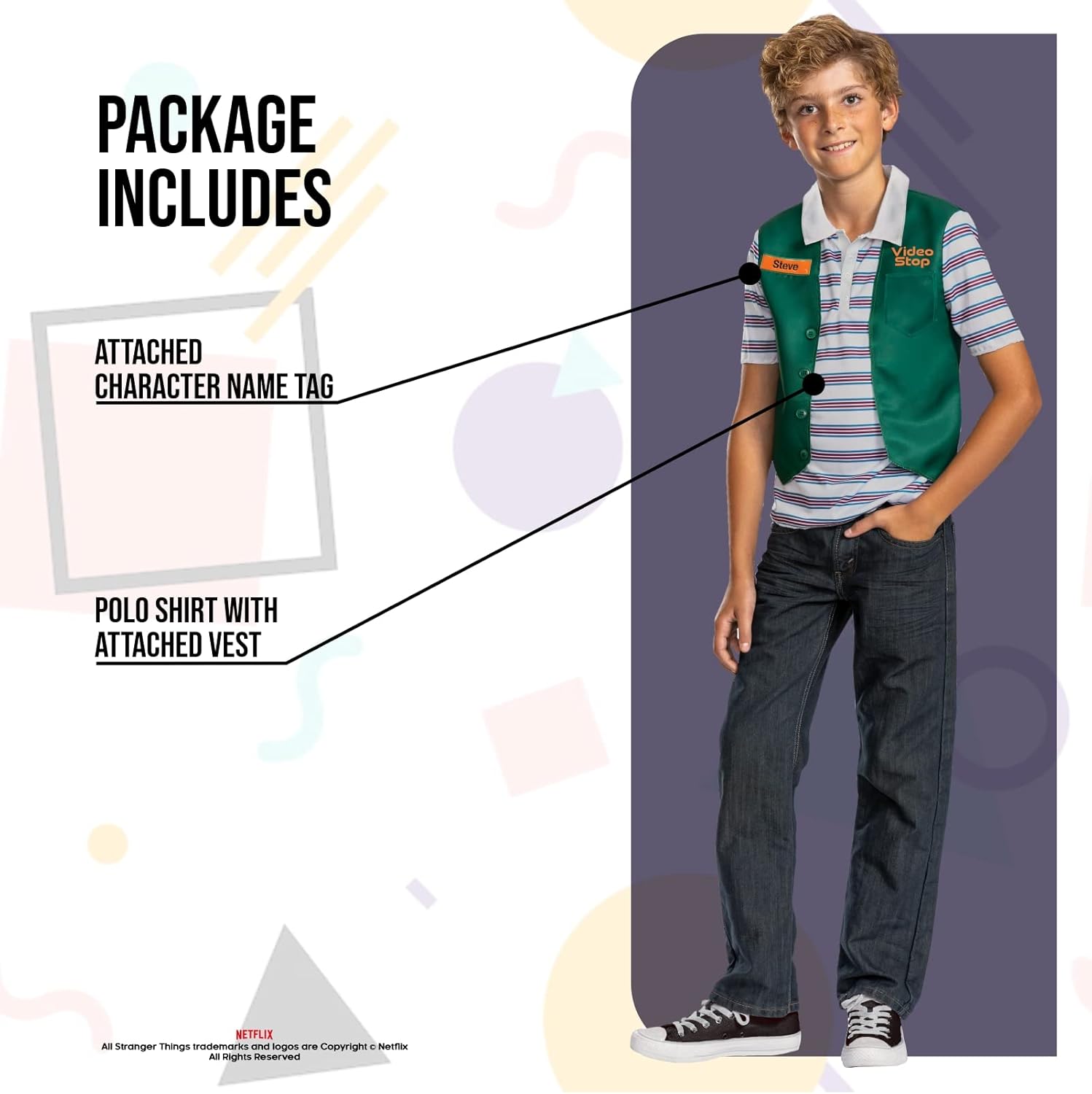 Costume enfant Steve Stranger Things saison 4, taille Large 10-12 – Image 3