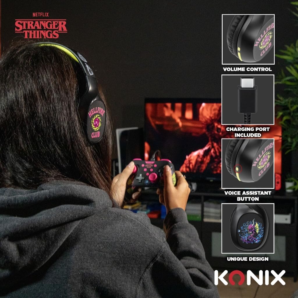 Casque audio Bluetooth 5.3 Stranger Things Konix avec micro et câble jack 3,5 mm – Image 3