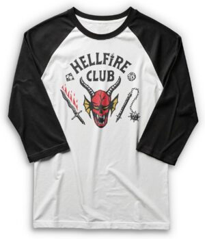 T-shirt raglan Hellfire Club Stranger Things à manches 3/4 pour homme