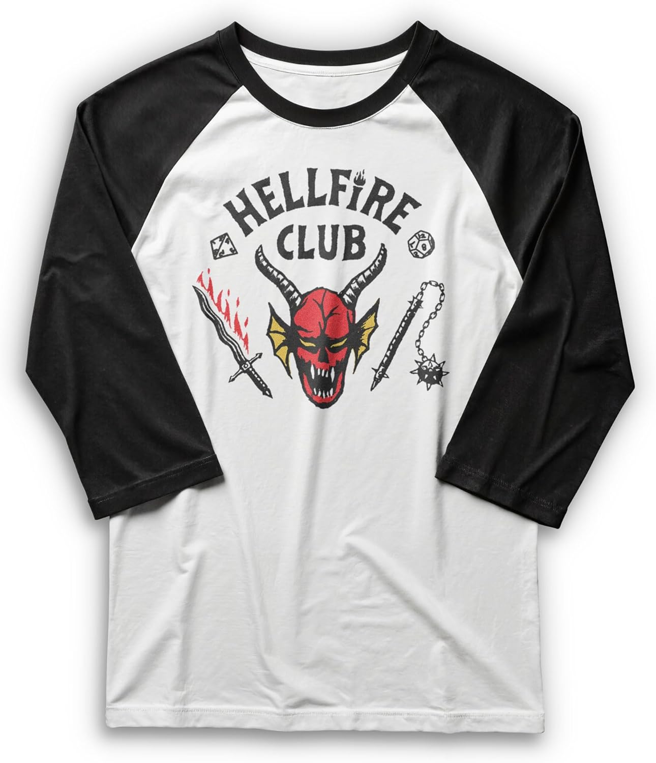 T-shirt raglan Hellfire Club Stranger Things à manches 3/4 pour homme