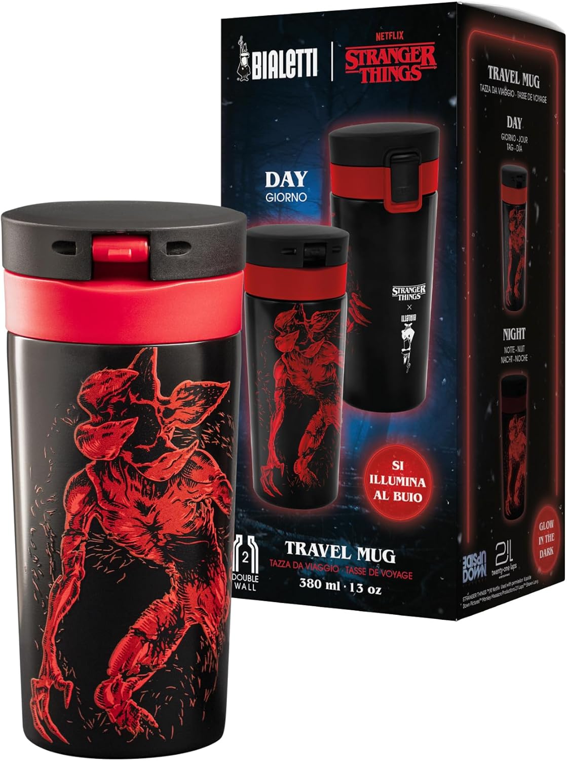 Mug de voyage Stranger Things Démogorgon isotherme 380 ml glow in the dark