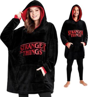 Sweat plaid oversize Stranger Things en polaire, taille unique