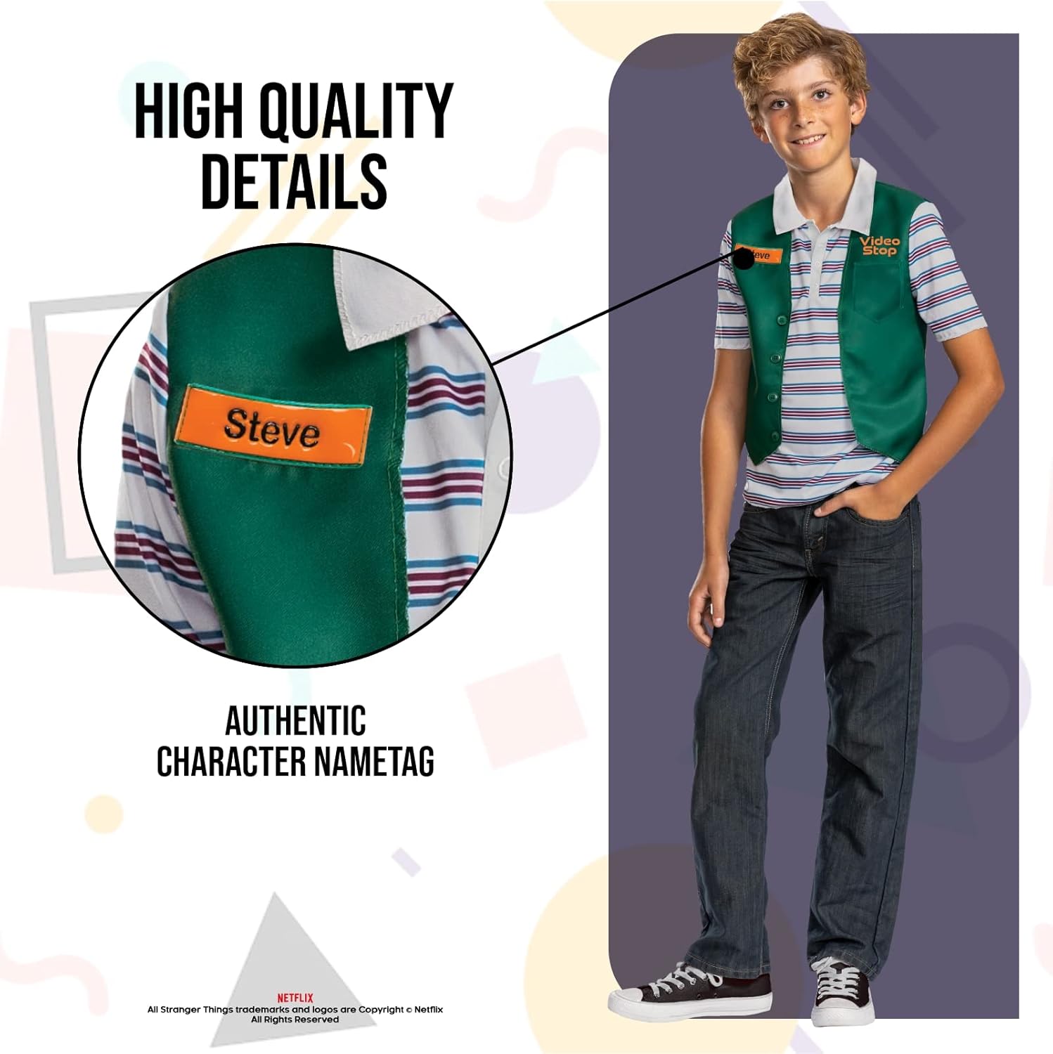 Costume enfant Steve Stranger Things saison 4, taille Large 10-12 – Image 4