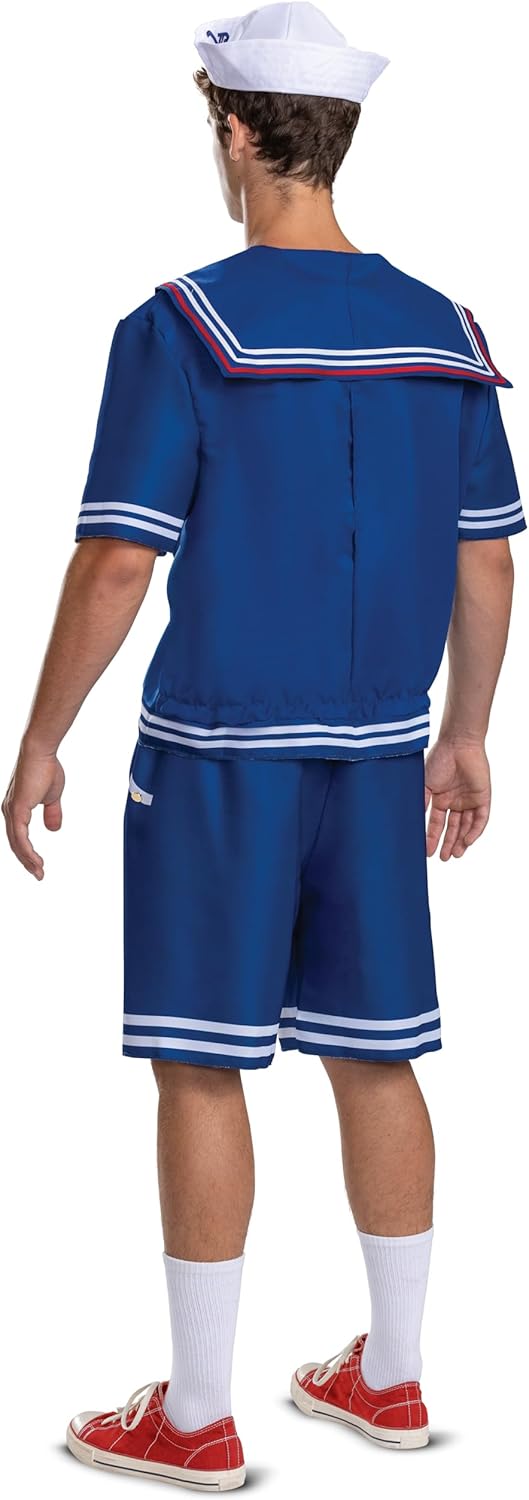 Costume homme Stranger Things Steve Scoops Ahoy avec haut et chapeau – Image 2