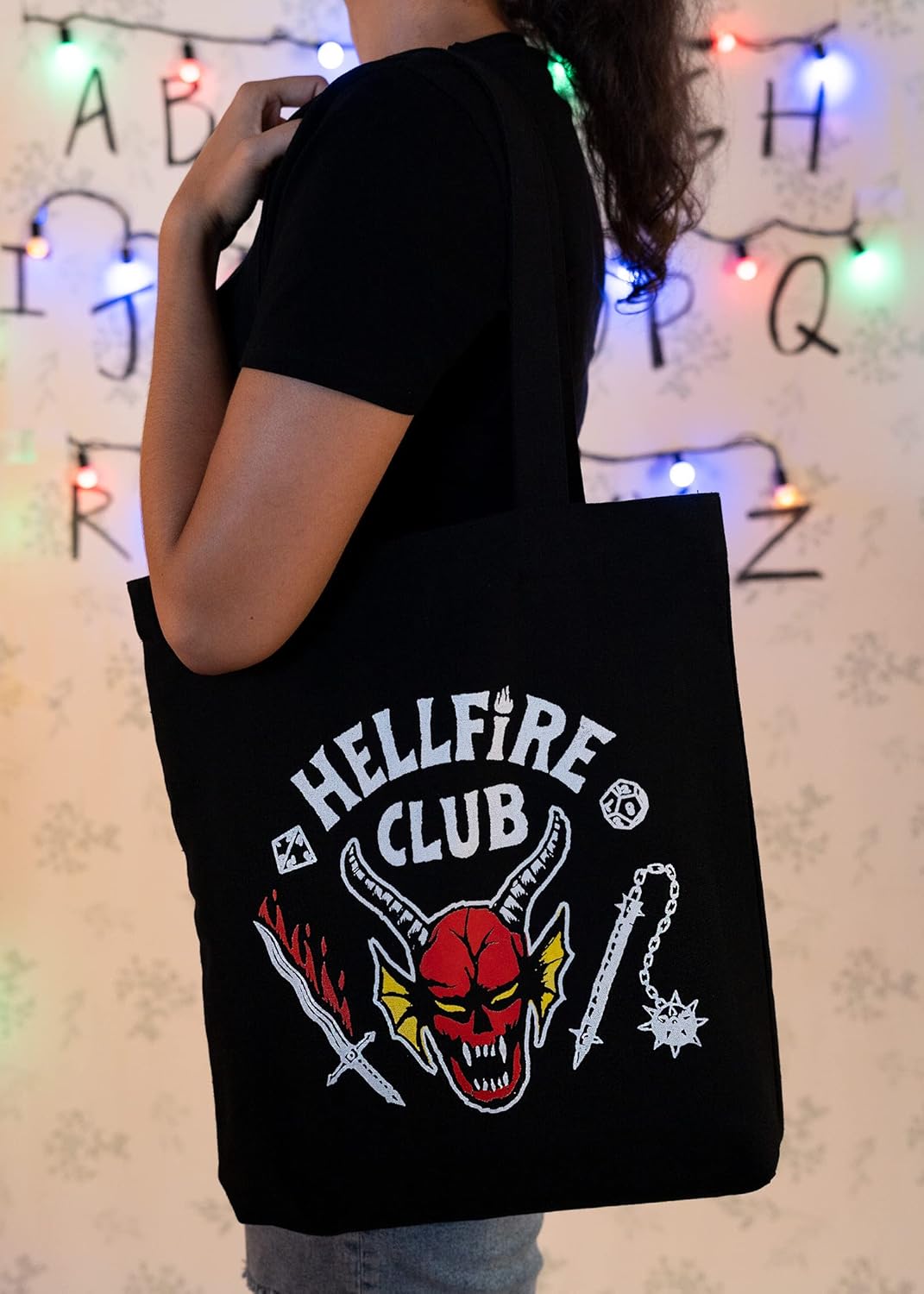 Tote bag Stranger Things Hellfire Club noir et rouge – Image 3
