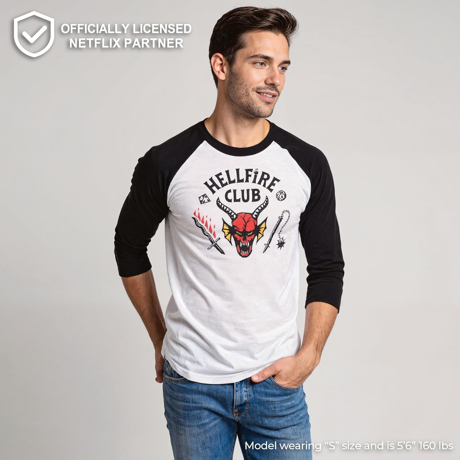 T-shirt raglan Hellfire Club Stranger Things à manches 3/4 pour homme – Image 2