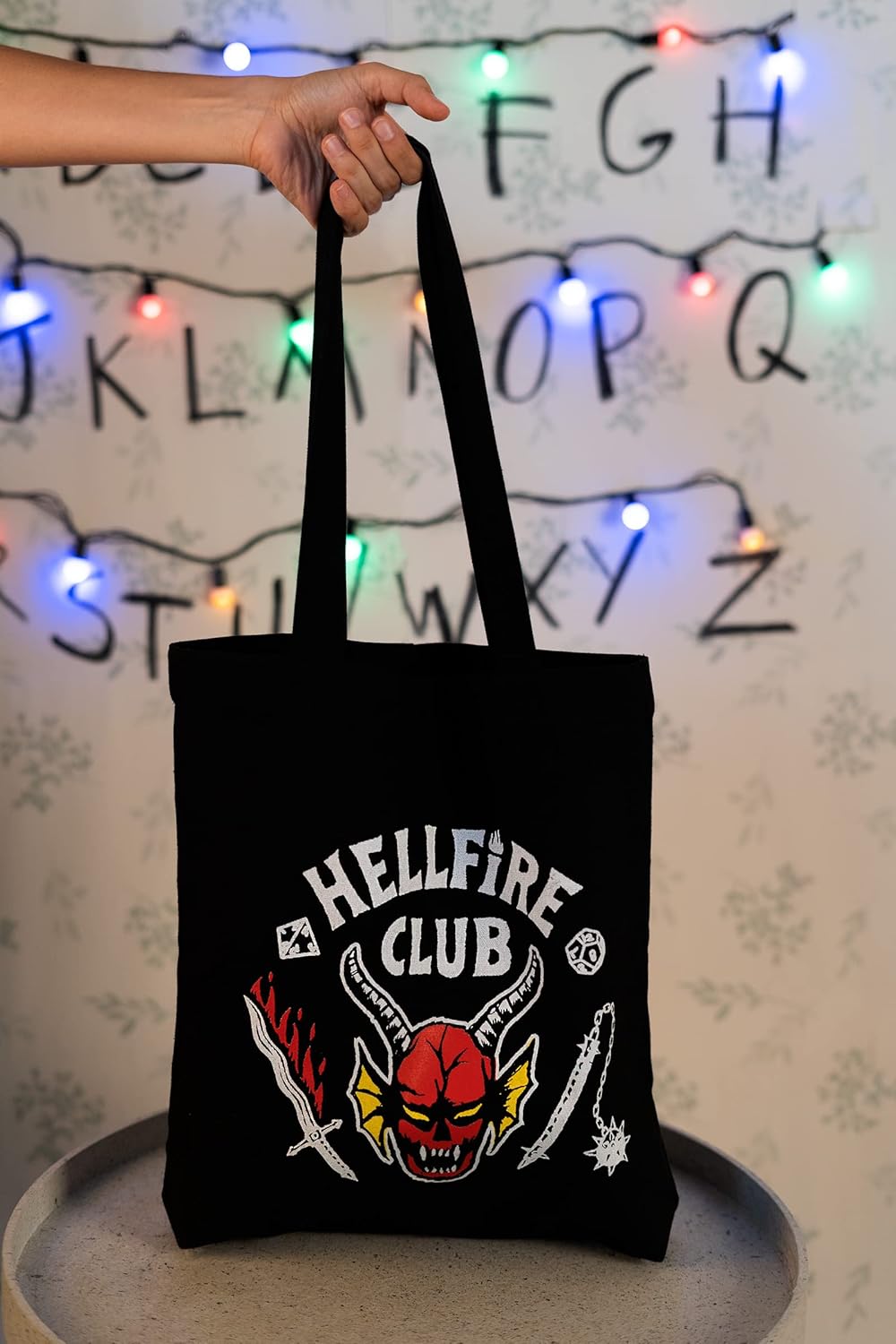 Tote bag Stranger Things Hellfire Club noir et rouge – Image 4