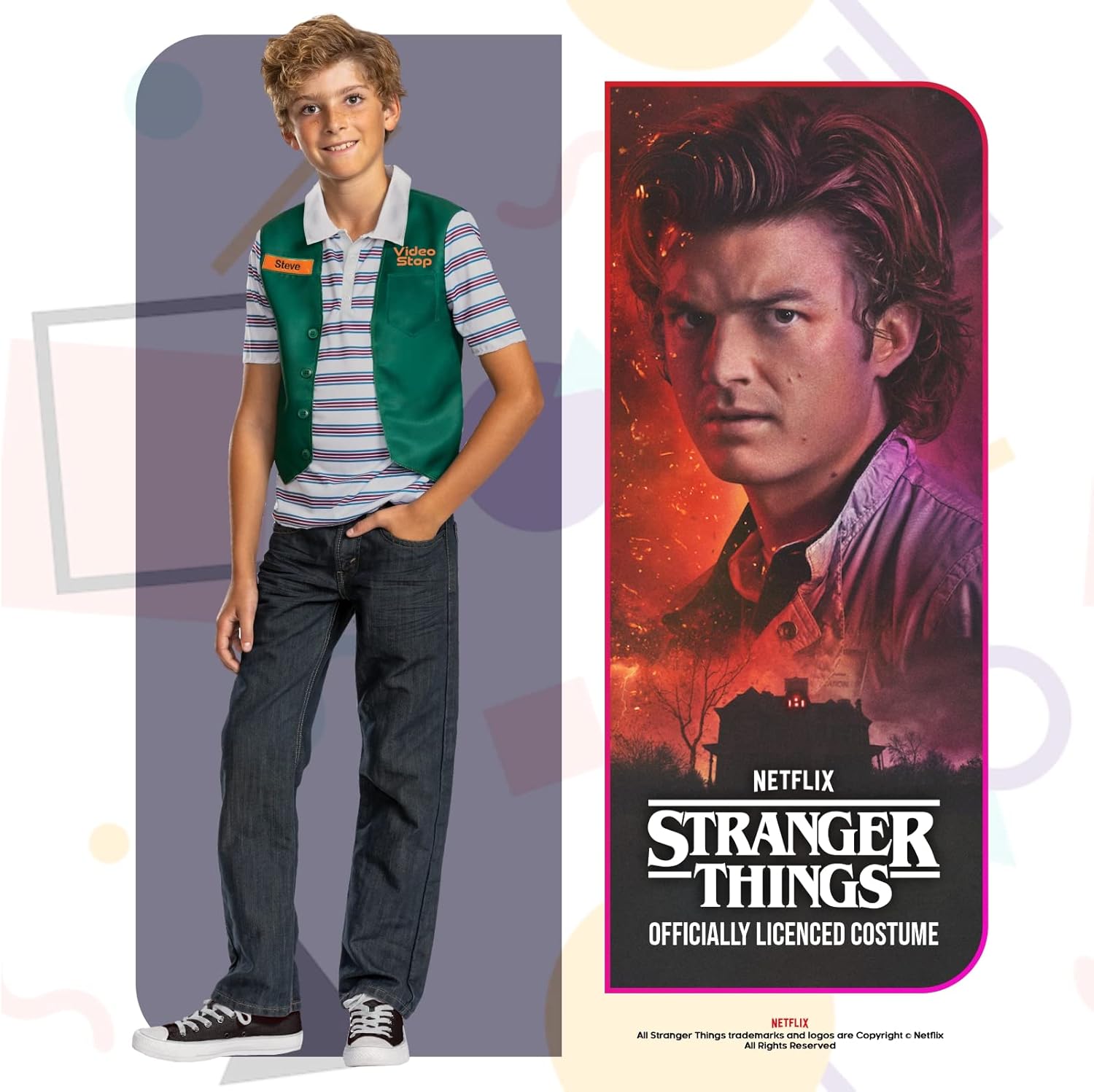 Costume enfant Steve Stranger Things saison 4, taille Large 10-12 – Image 2