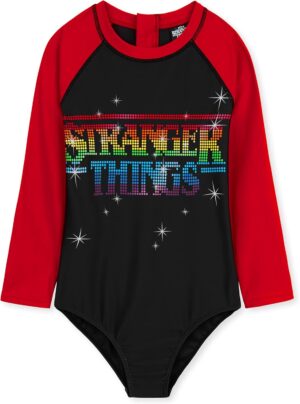 Maillot de bain fille Stranger Things 1 pièce à manches longues