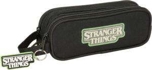 Trousse double Stranger Things pour enfant en polyester, 21 x 6 x 8 cm