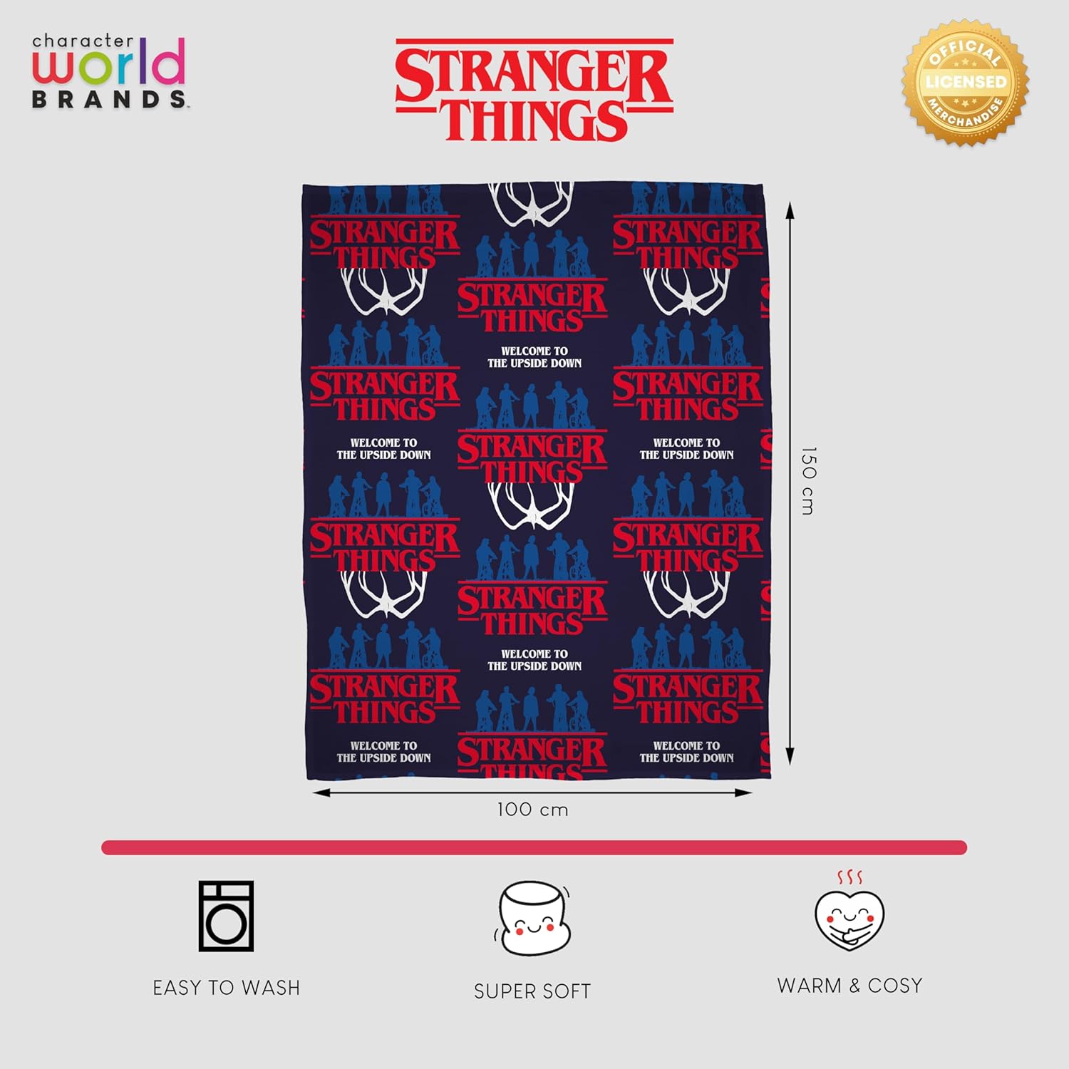 Couverture polaire Stranger Things bleu 100 x 150cm – Image 6