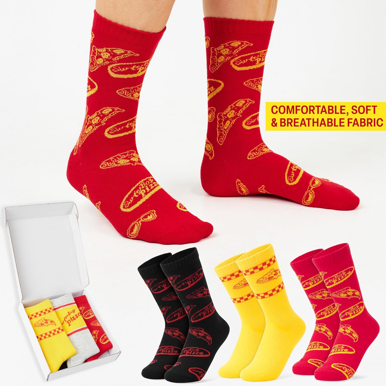 Chaussettes Stranger Things Surfer Boy Pizza, lot de 5 paires en maille 37-42 – Image 2
