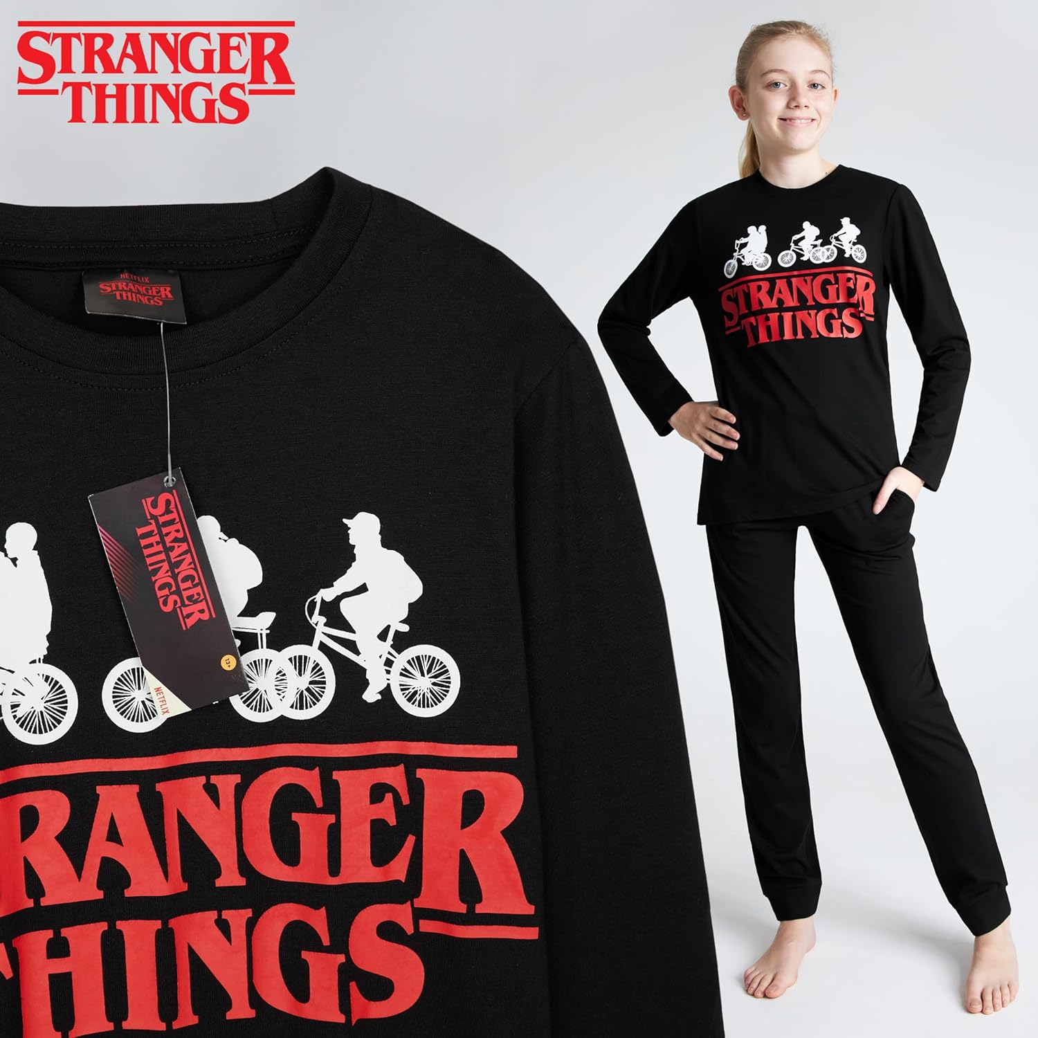 Pyjama Stranger Things en 100% coton pour fille ado, pantalon à taille élastique – Image 5