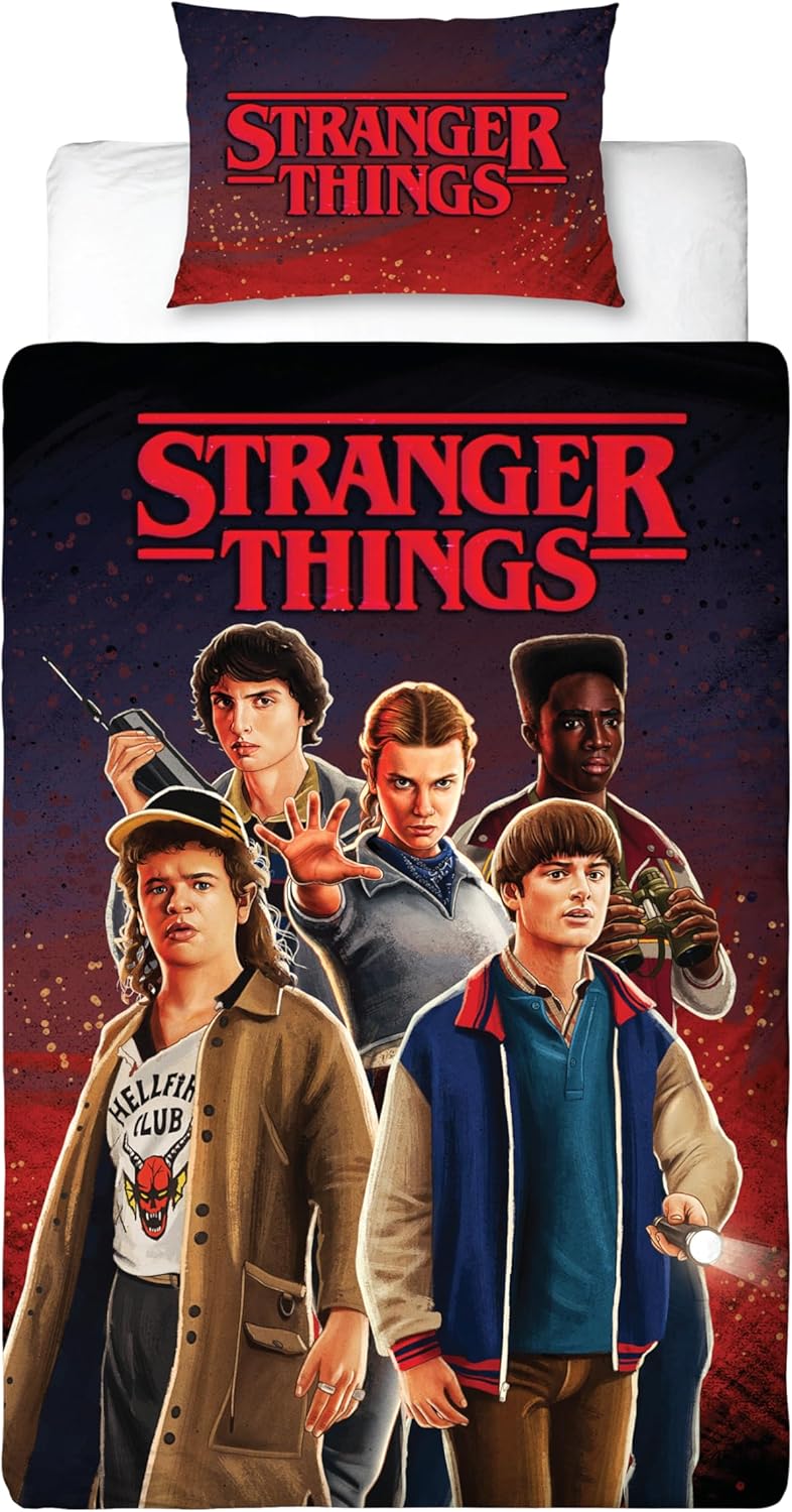 Parure réversible Stranger Things avec taie assortie, motif Eleven et Mike Wheeler – Image 2
