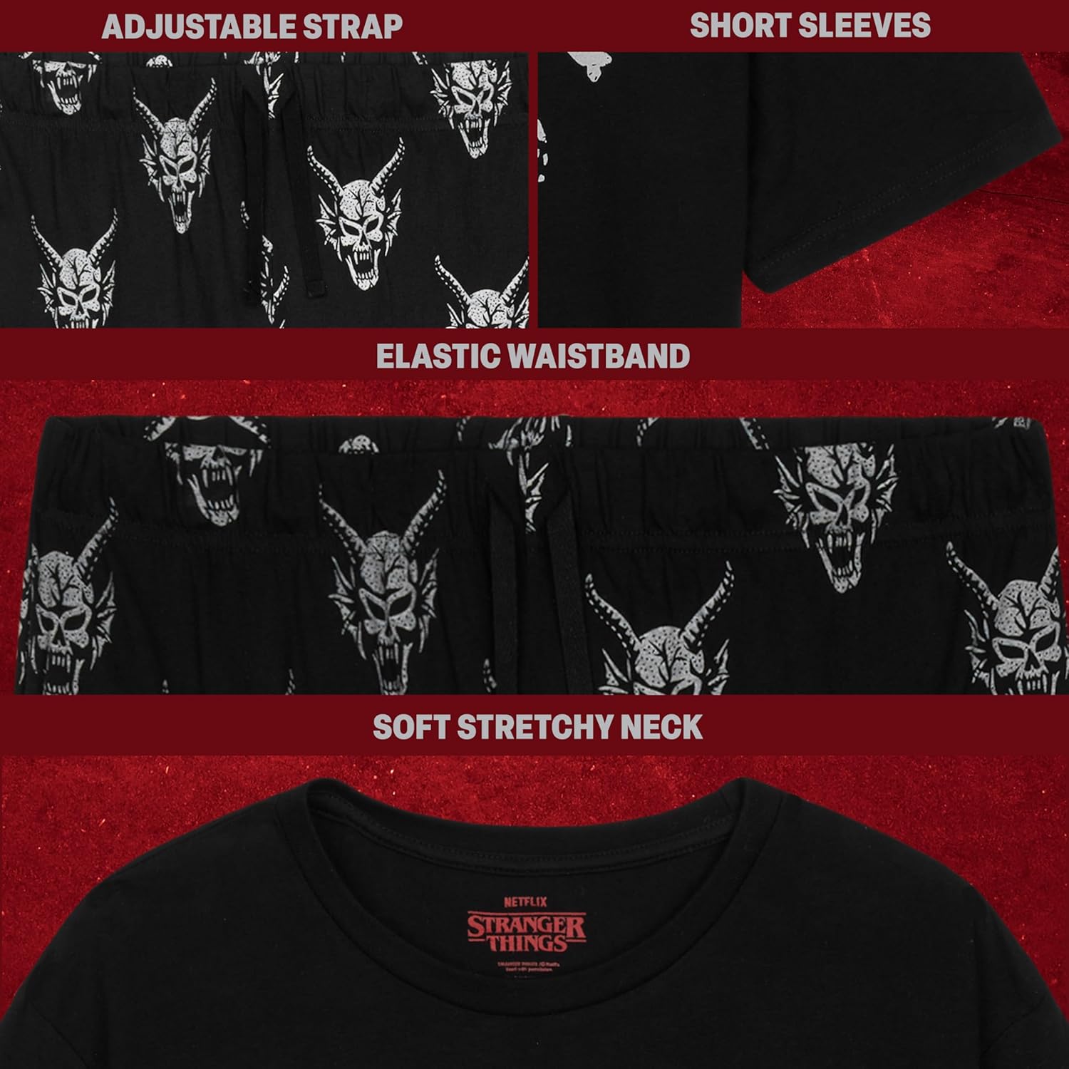 Pyjama Stranger Things 2 pièces homme et ado avec pantalon à poches – Image 3