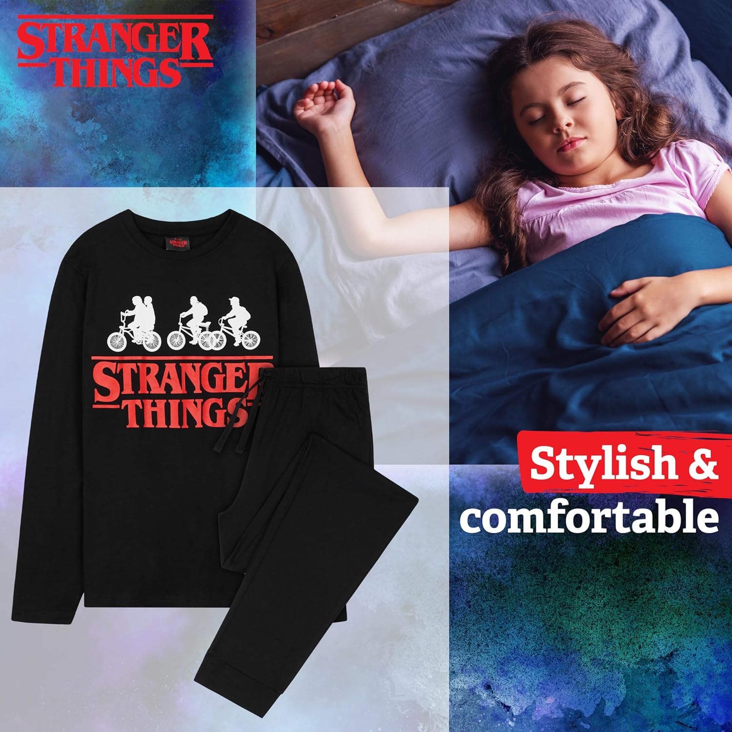 Pyjama Stranger Things en 100% coton pour fille ado, pantalon à taille élastique – Image 3