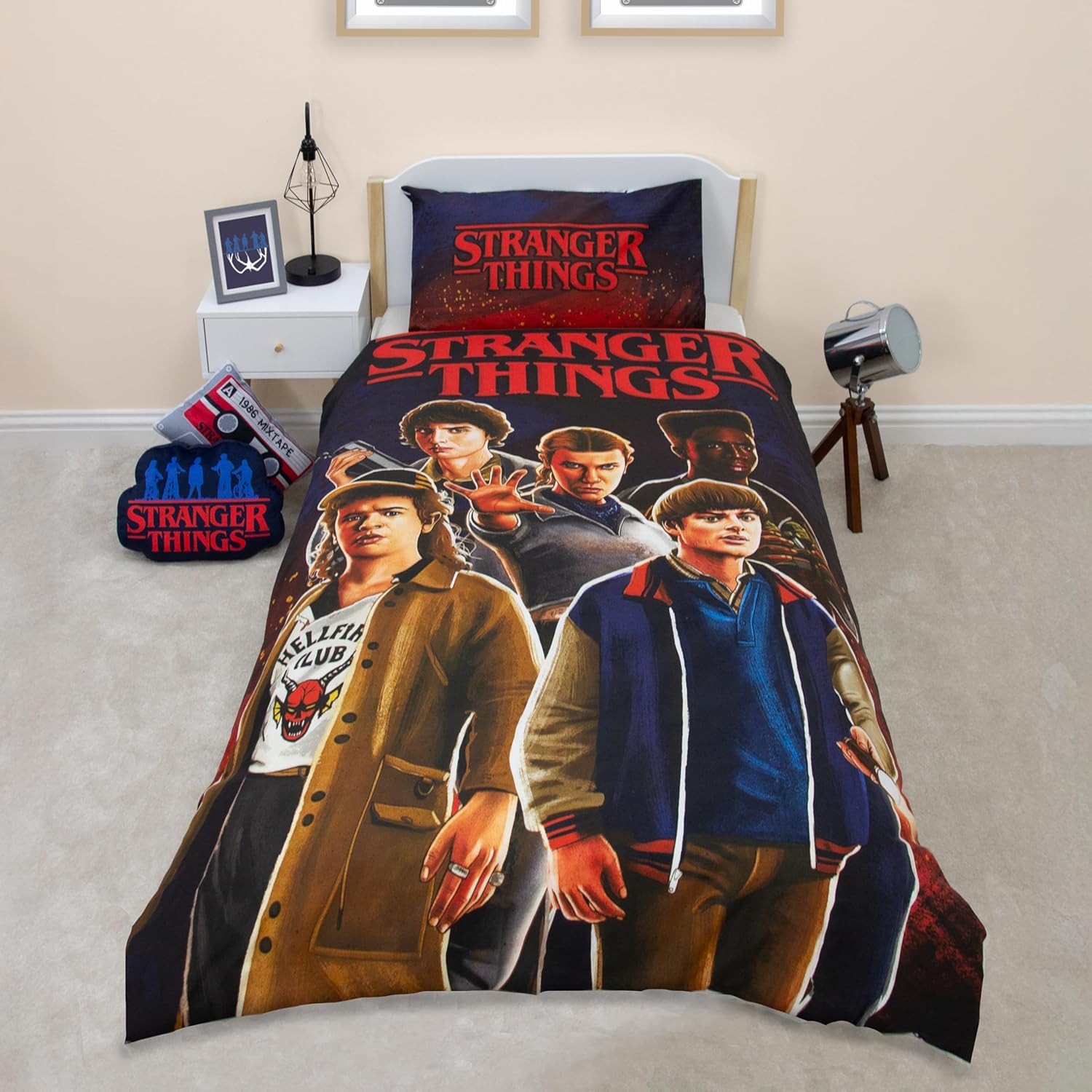 Parure réversible Stranger Things avec taie assortie, motif Eleven et Mike Wheeler – Image 4