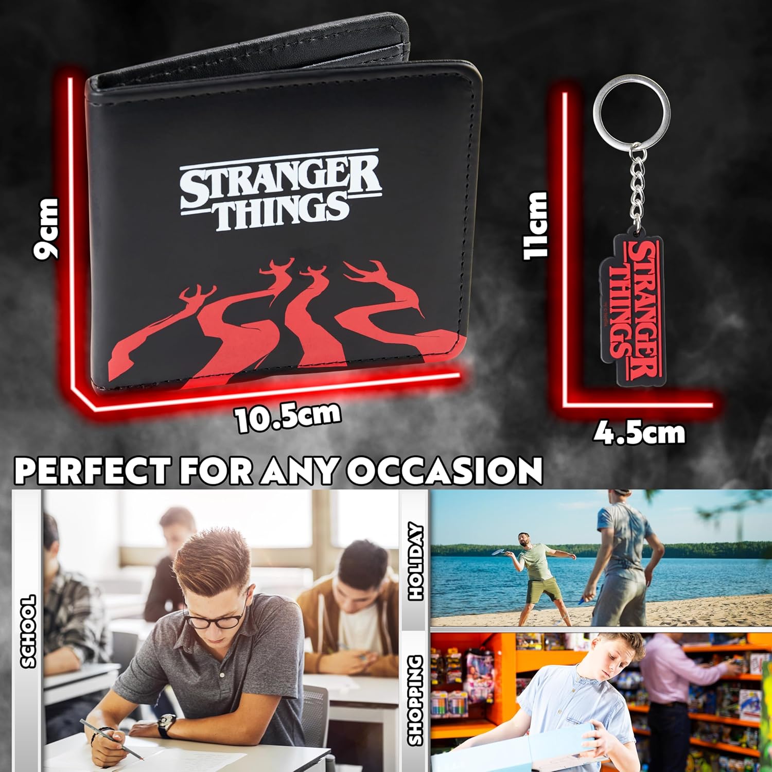 Coffret cadeau Stranger Things avec portefeuille femme, porte-cartes et porte-clé – Image 5