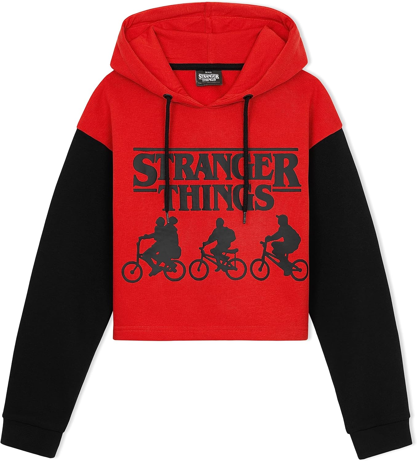 Sweat crop top à capuche Stranger Things en coton pour fille ado