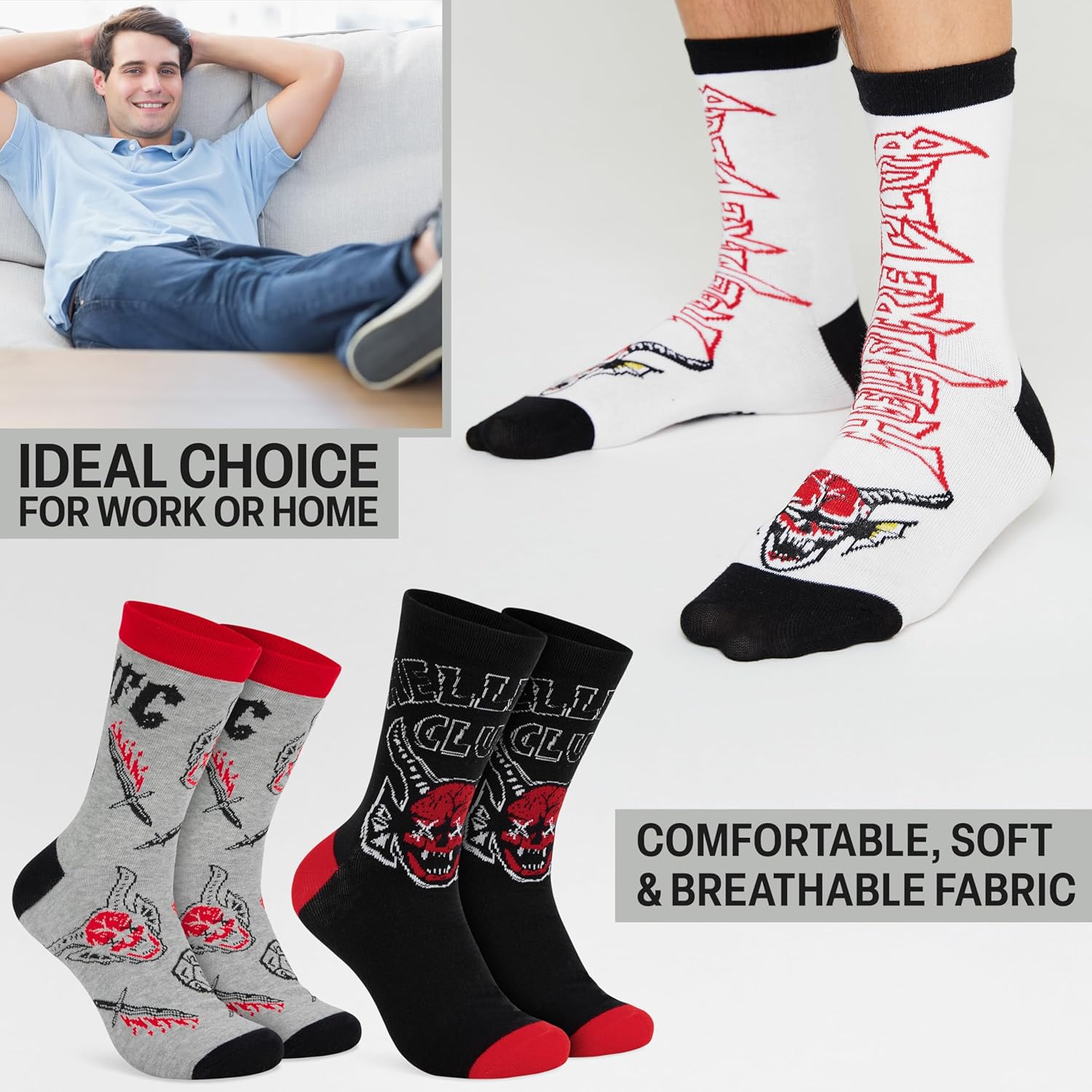 Stranger Things lot de 3 chaussettes homme, pointures 40 à 45 – Image 2