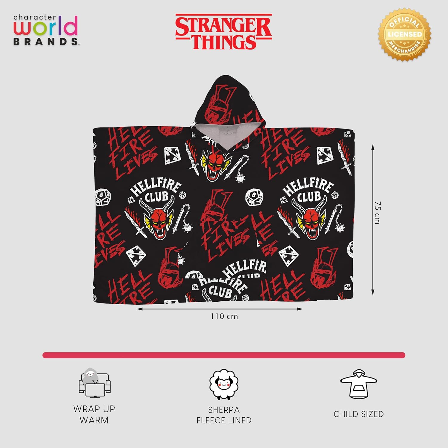 Poncho à capuche Stranger Things Demagorgon en polaire sherpa – Image 8